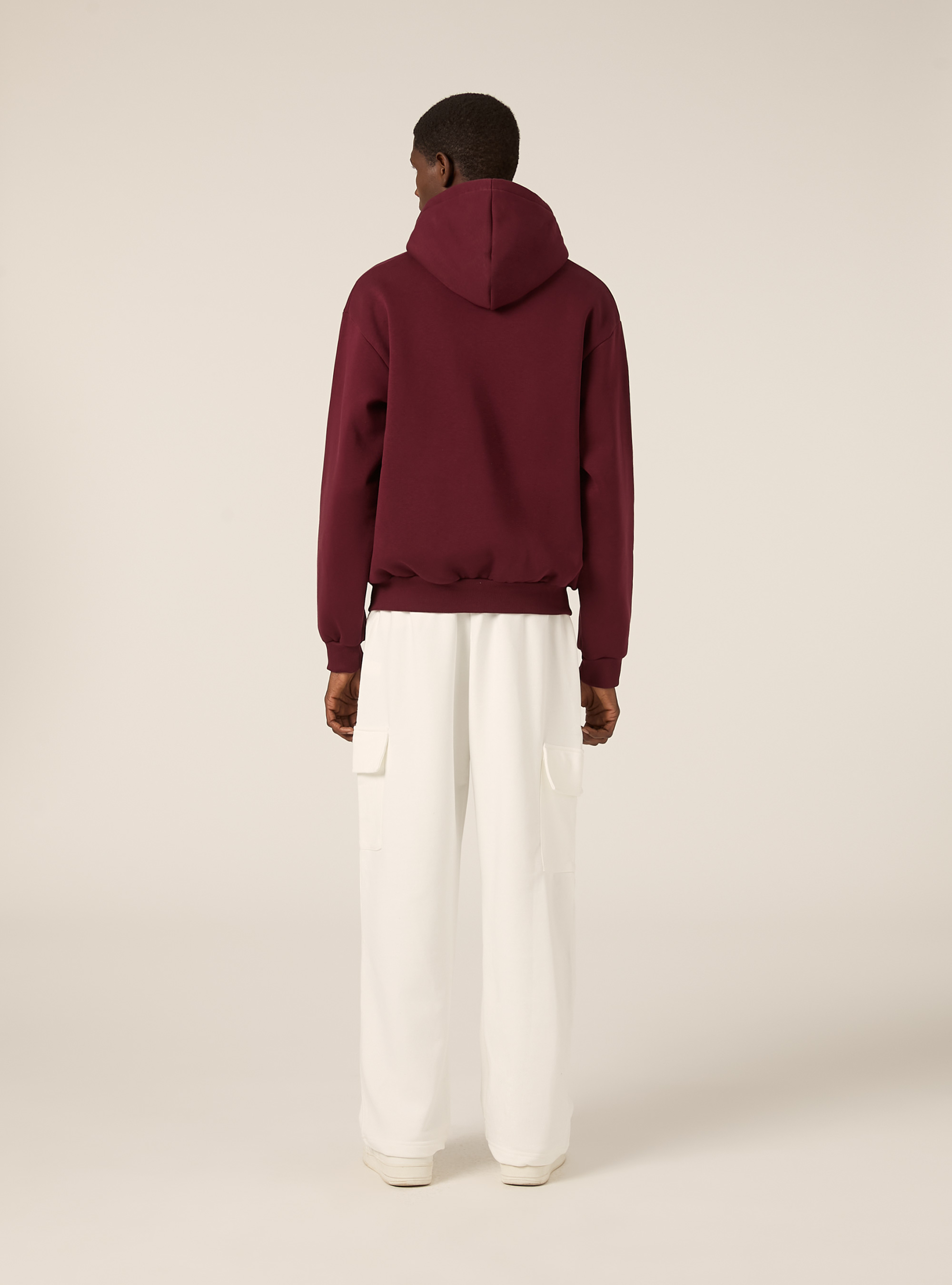 Boxy fit zip-up hoodie, BO1 BORDEAUX DARK