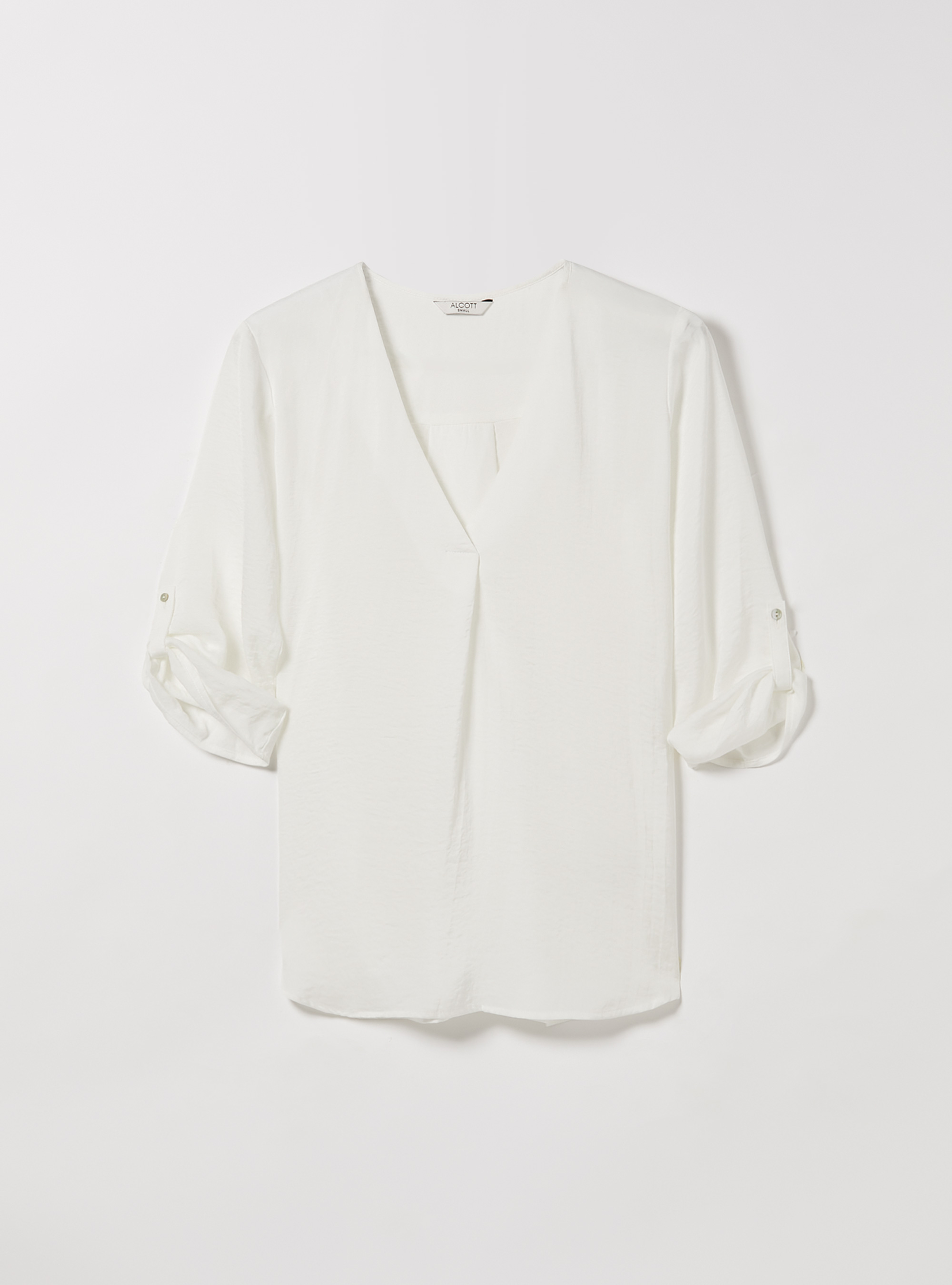 Plain-coloured blouse with neckline, WH1 OFF WHITE