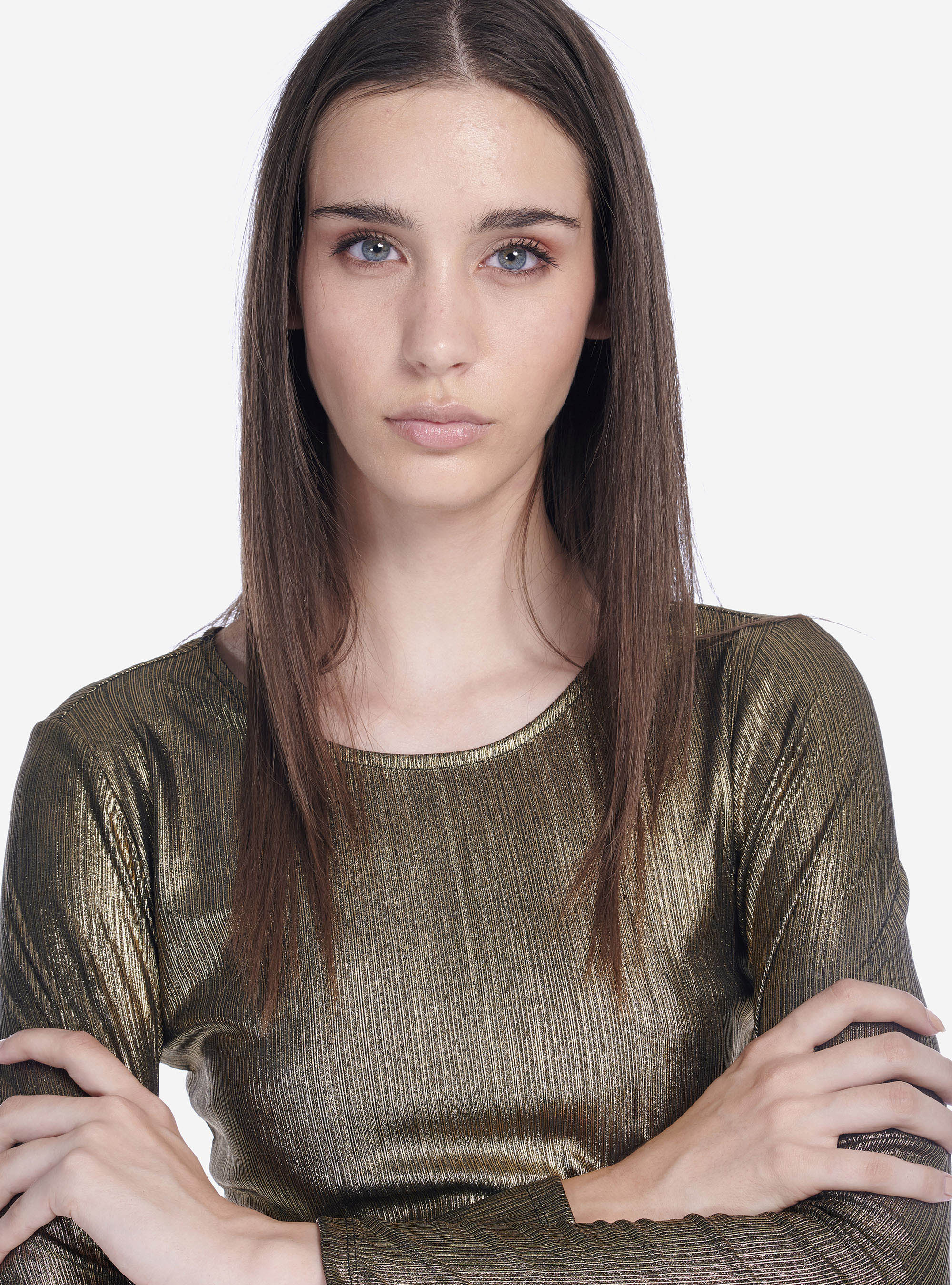 LAMINATED DRESS, GOLD