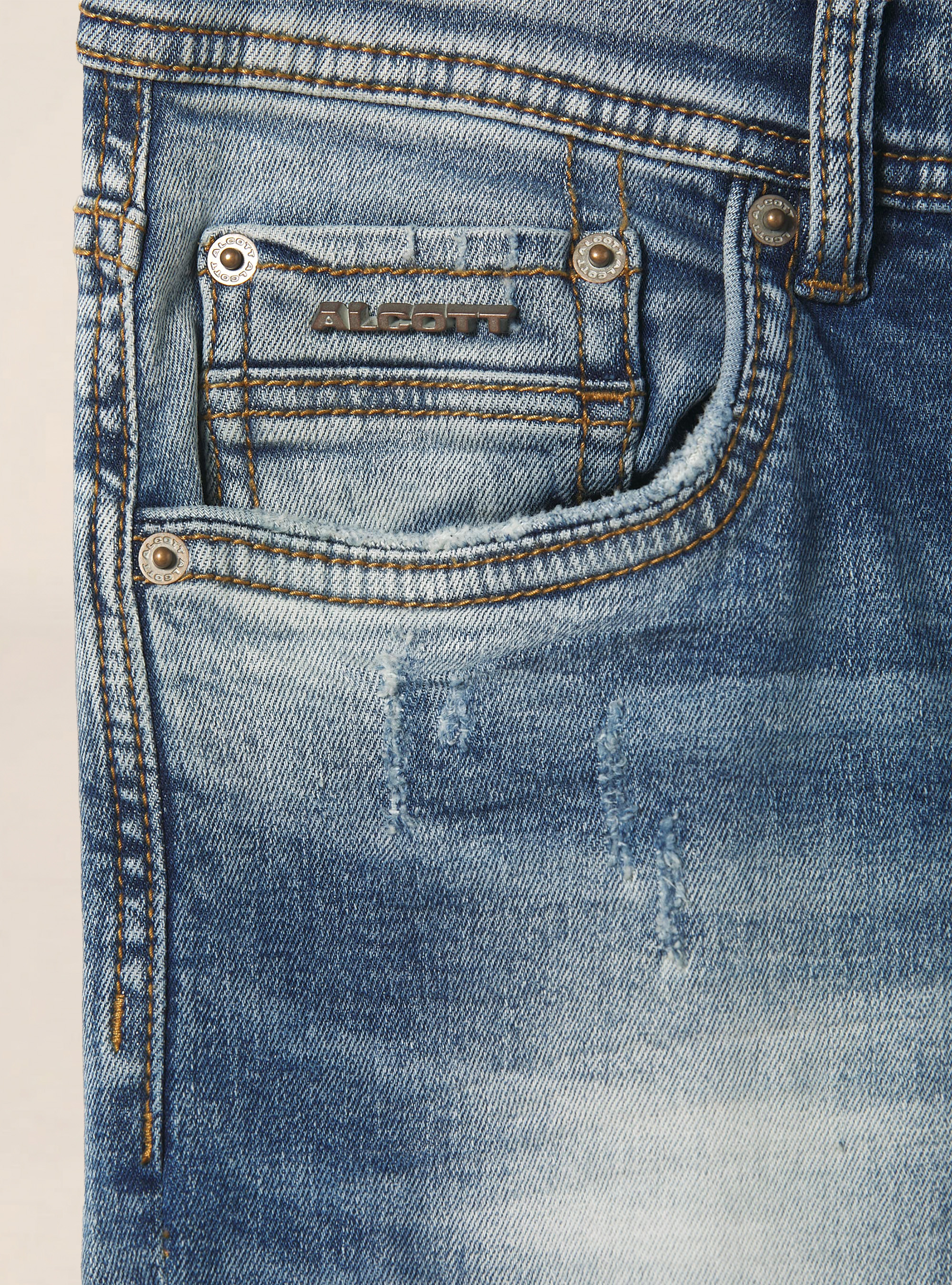 Super skinny jeans with breaks in stretch denim, D004 MEDIUM LIGHT BLUE