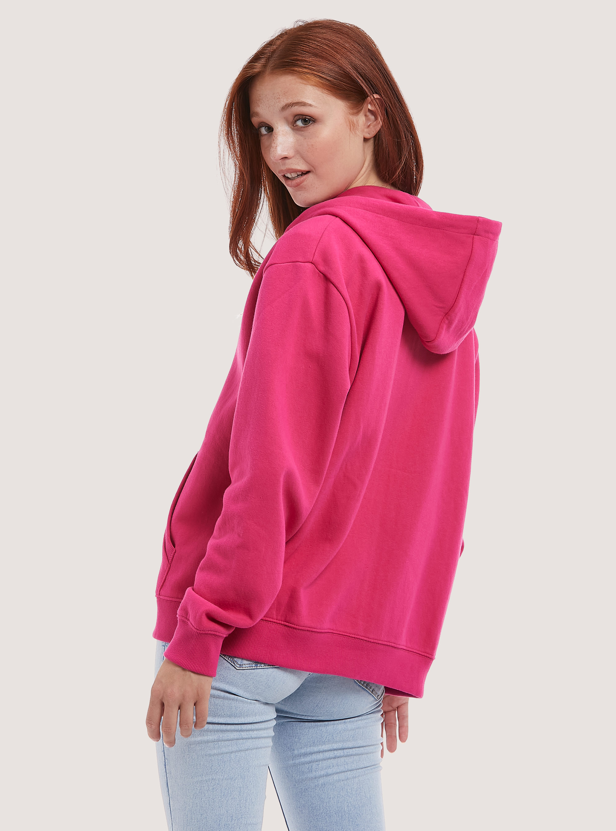 Cotton zip hoodie, FX2 FUXIA MEDIUM