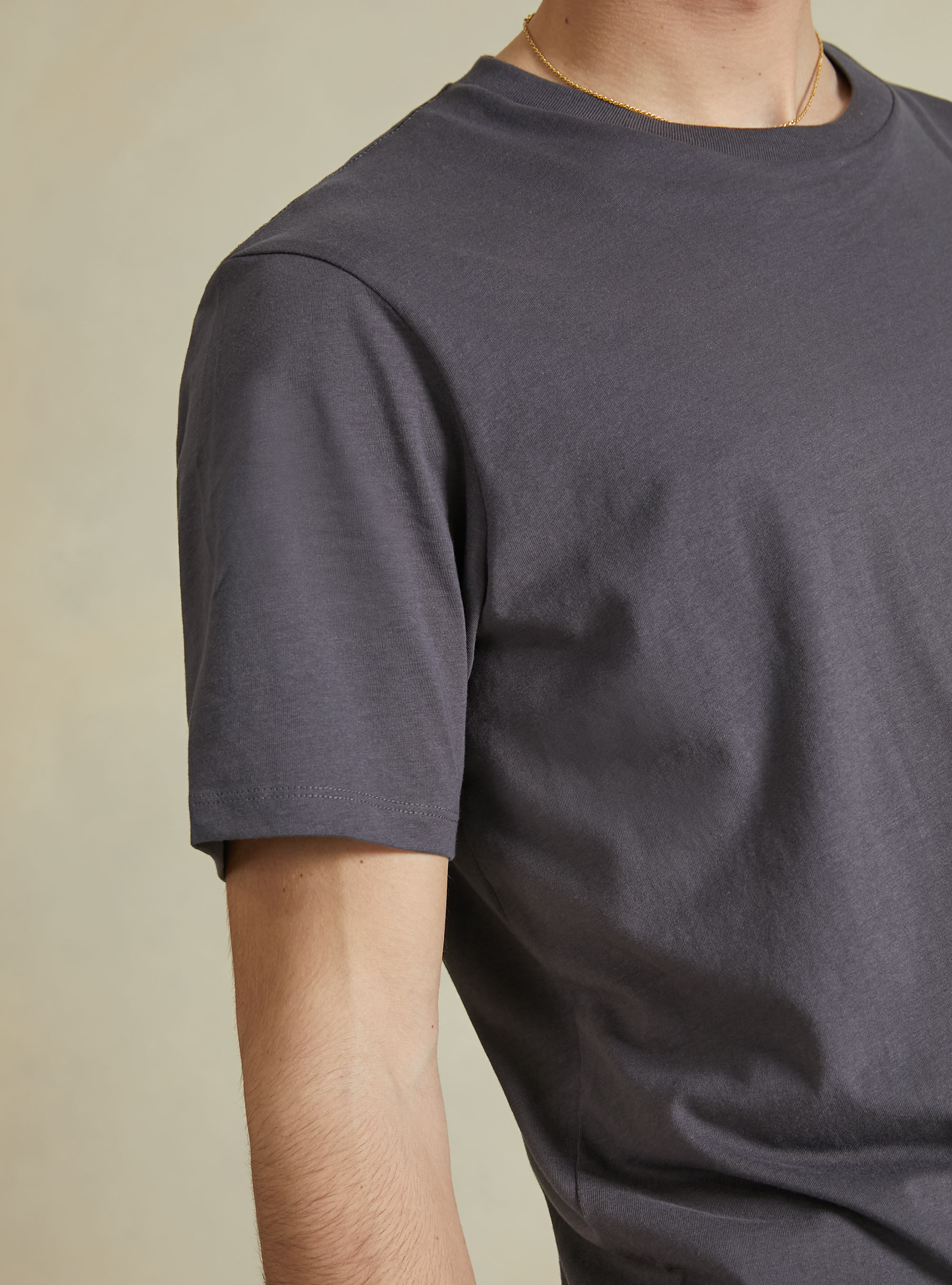 T-shirt en coton à col ras du cou, GY1 GREY DARK