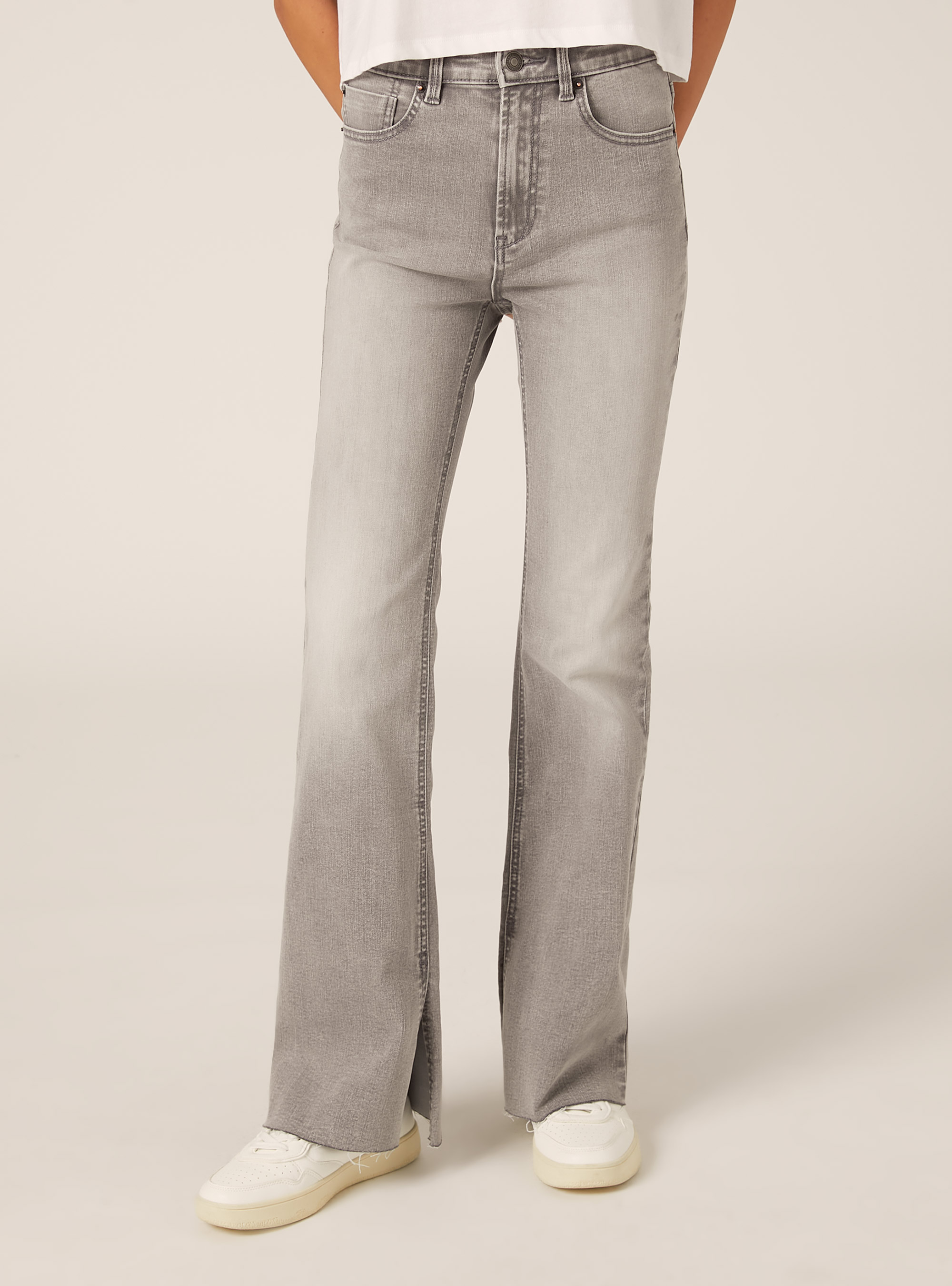 High-waisted flare jeans, D00G GREY