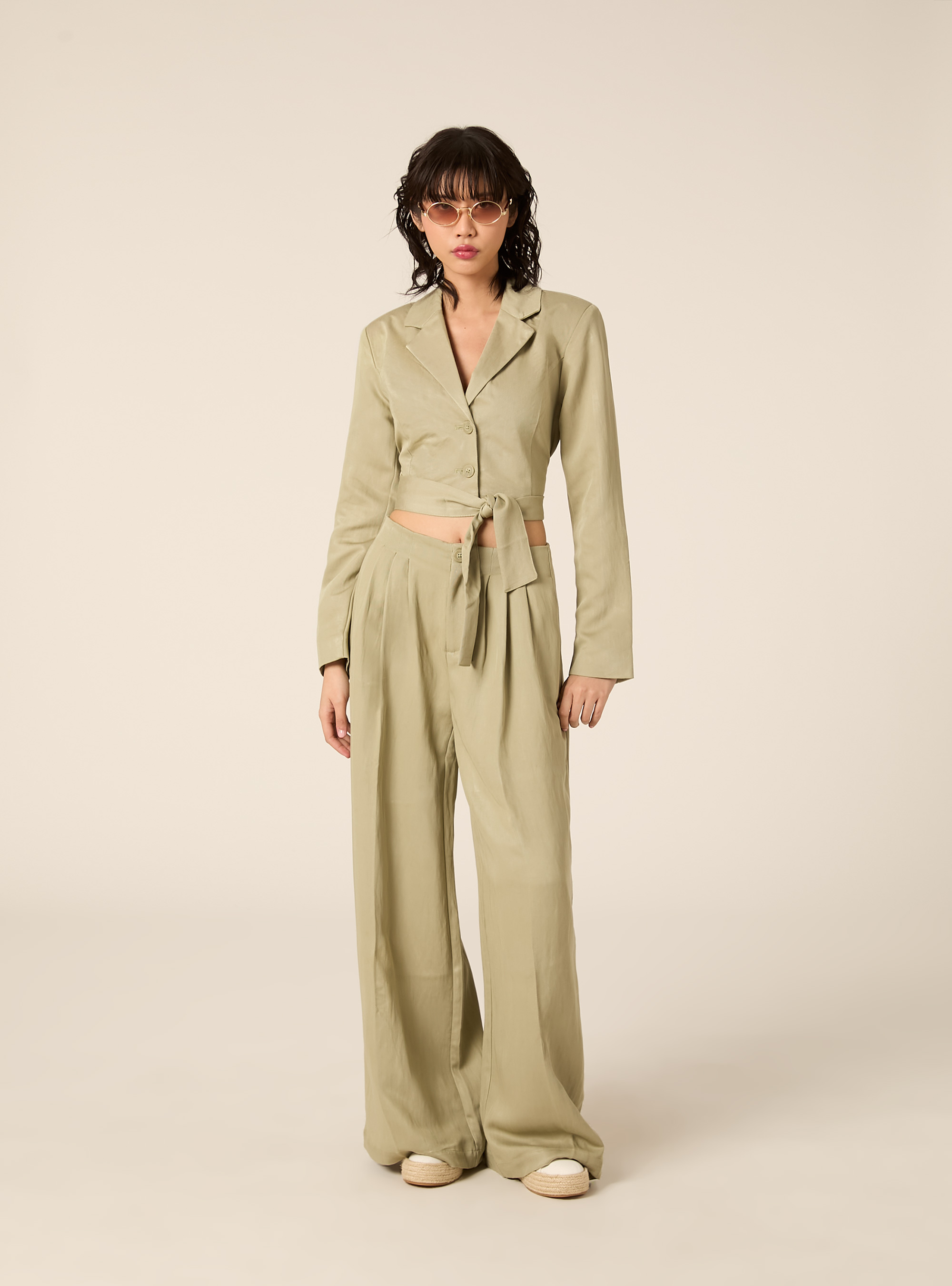 Giacca cropped con fiocco, GN3 GREEN LIGHT