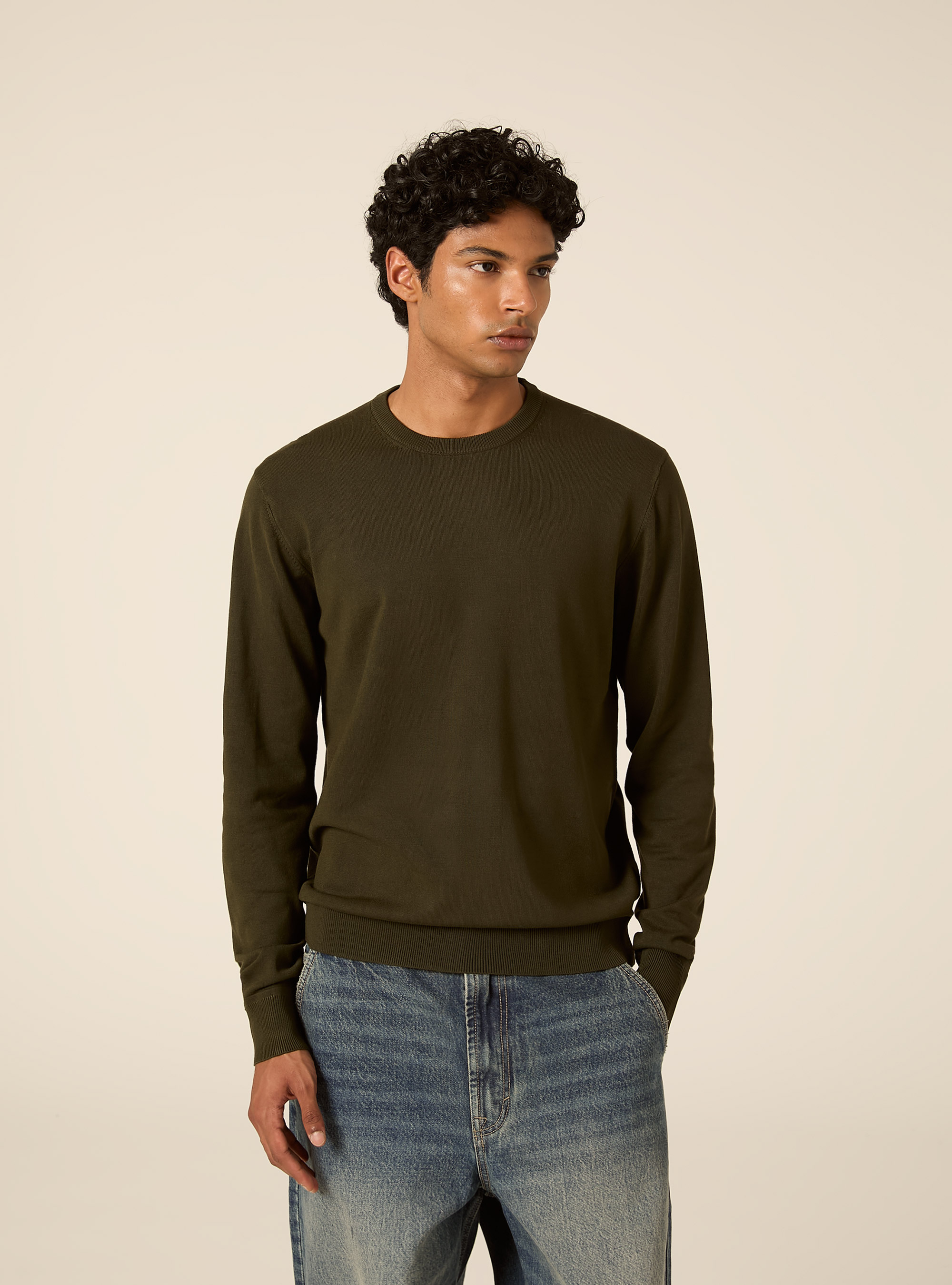 Pullover girocollo in viscosa, KAKY SCURO