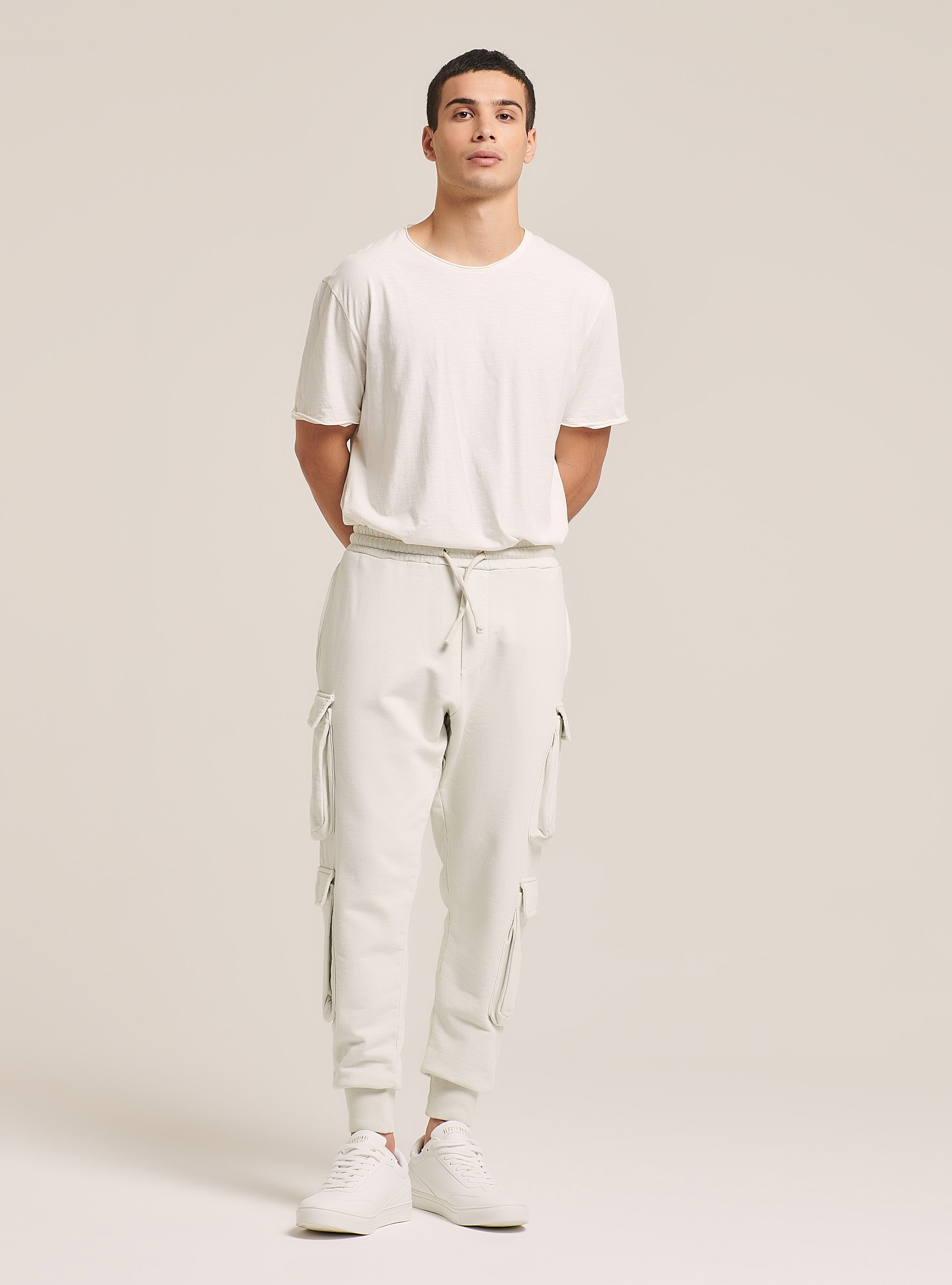 Jogger trousers in cotton, C141 CREAM