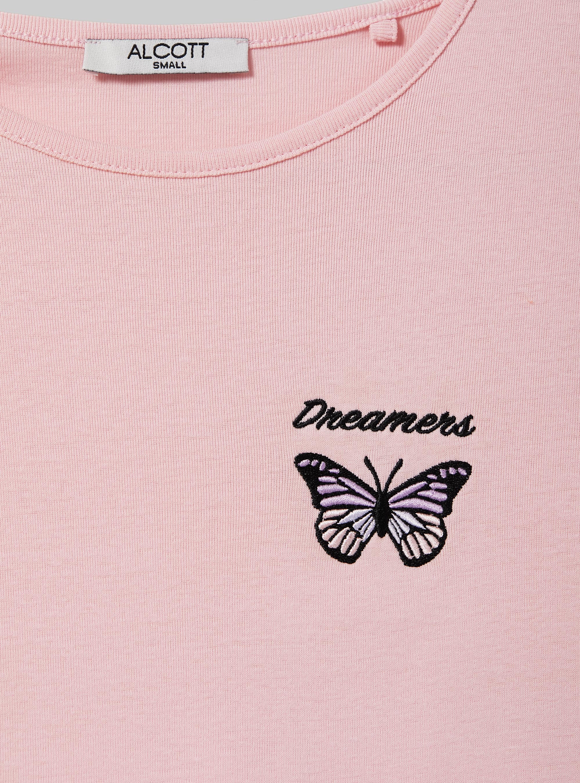 T-shirt en coton avec broderie, C4400 PINK