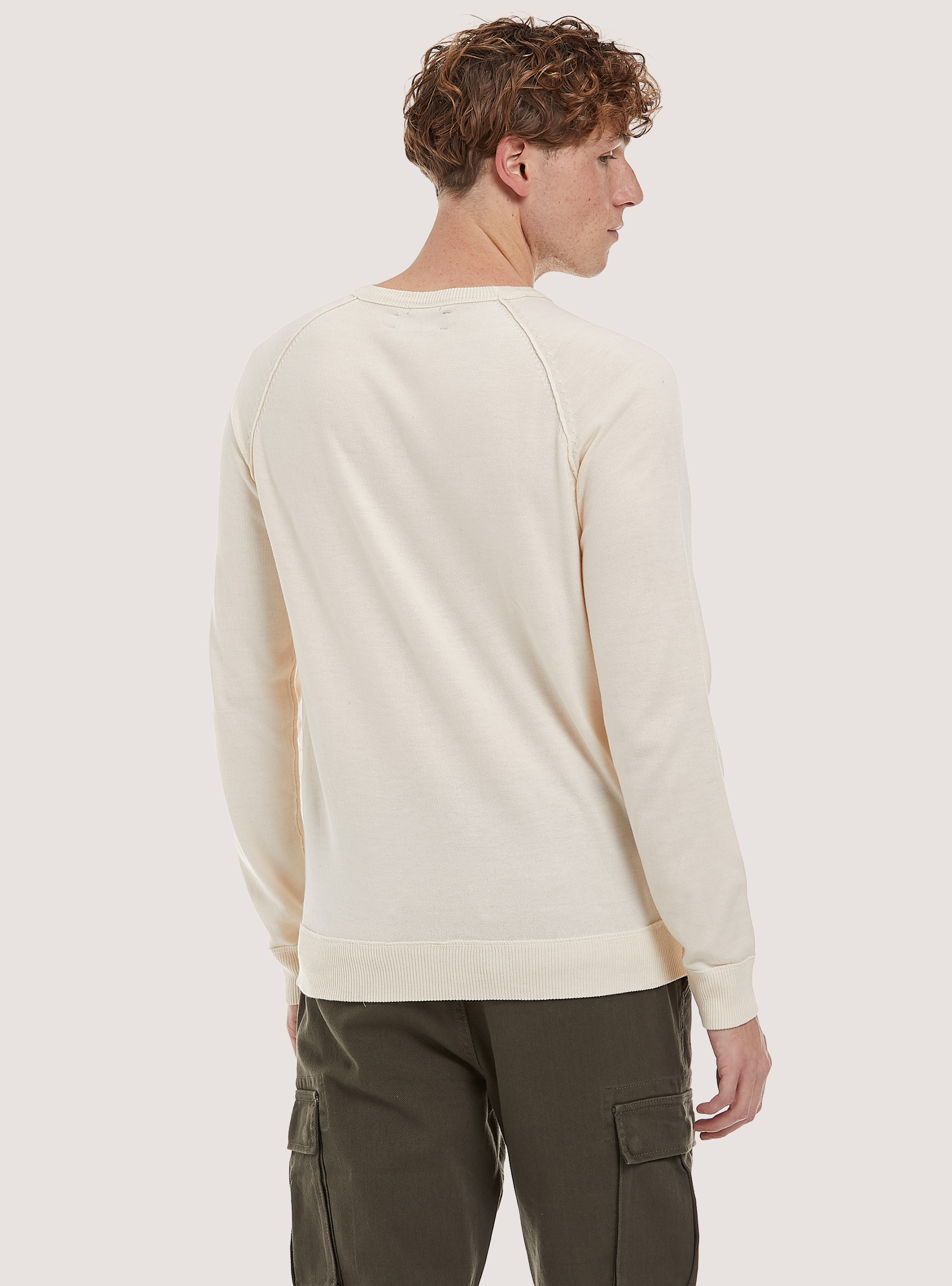 Plain-coloured crew-neck pullover, WH1 OFF WHITE
