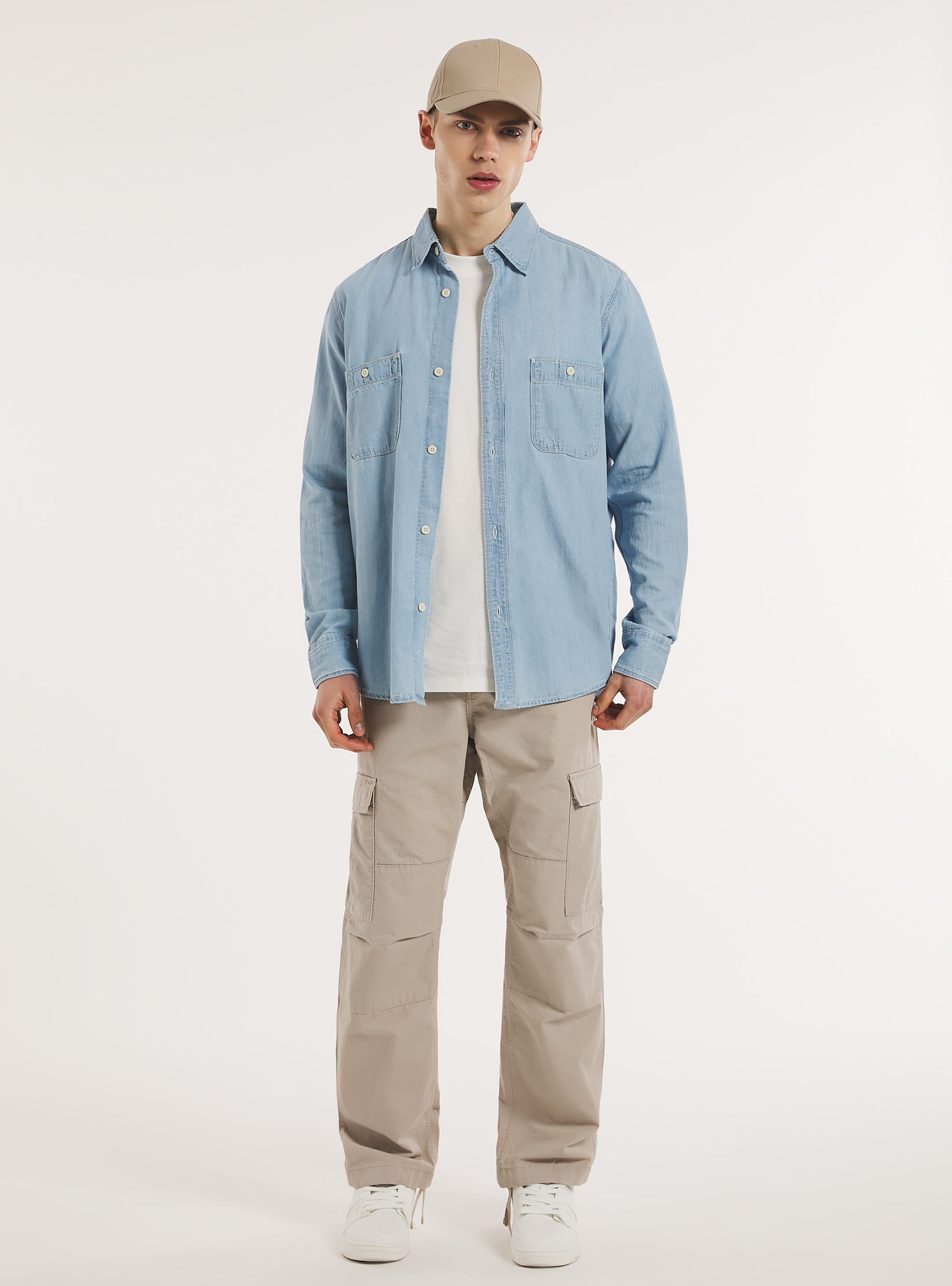 Lightweight denim shirt, D006 AZURE