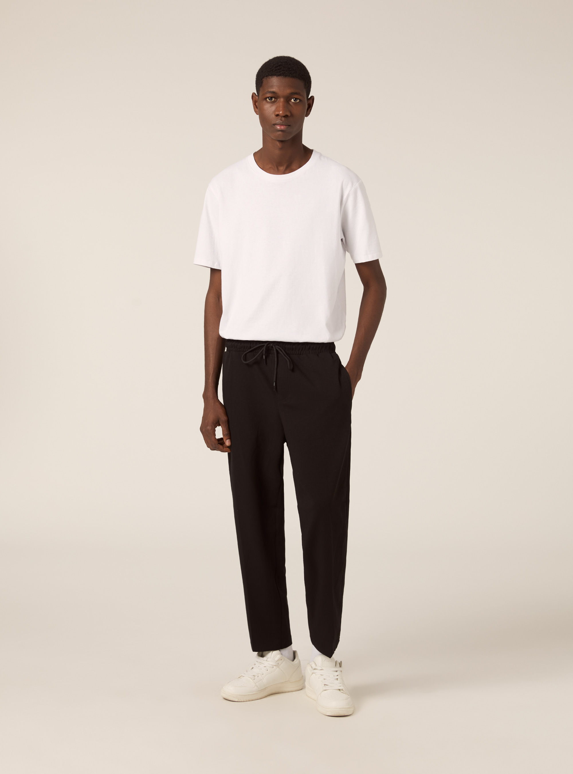 Neoprene carrot fit joggers, BK1 BLACK