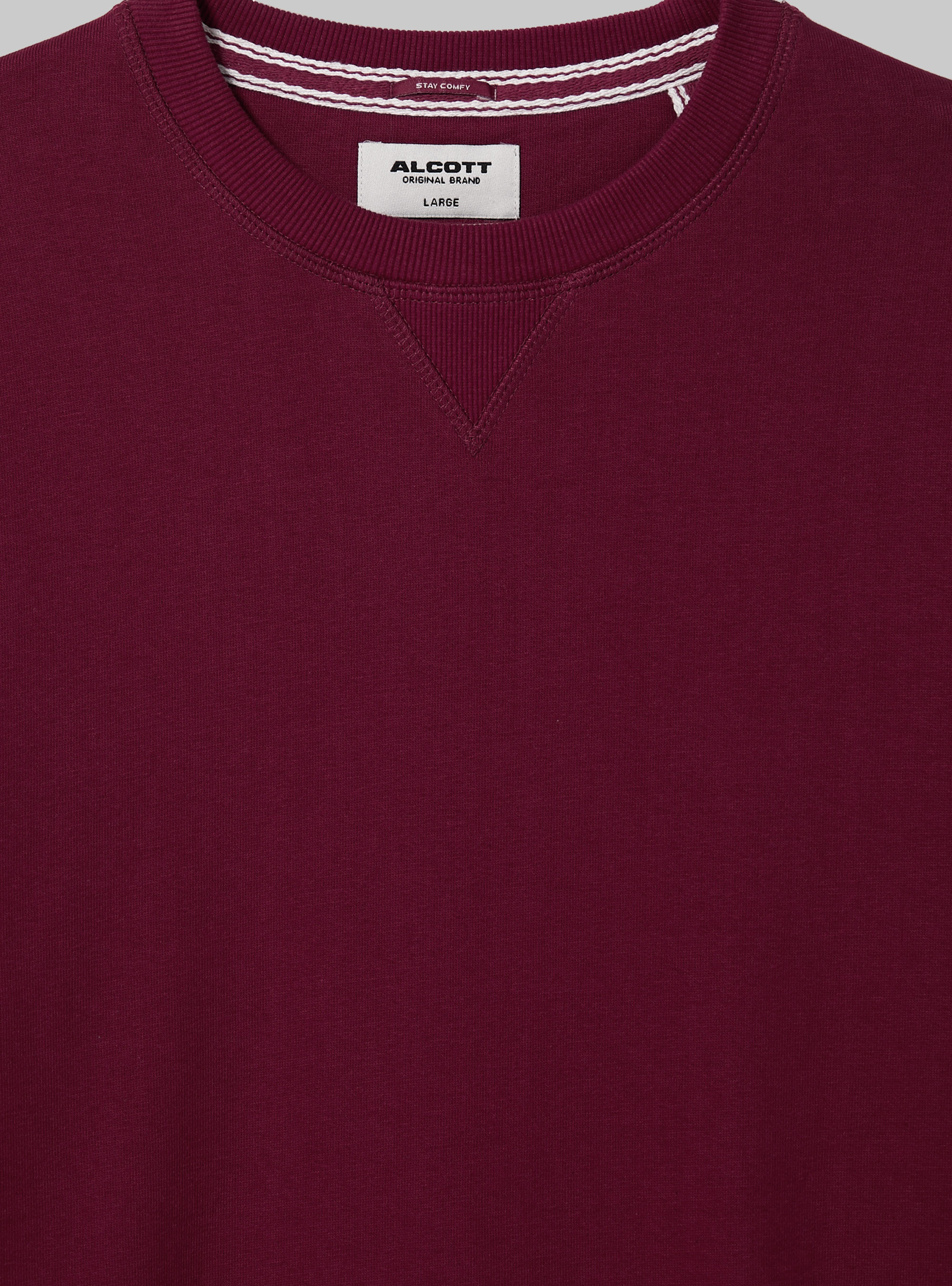 Felpa girocollo tinta unita, BO2 BORDEAUX MEDIUM