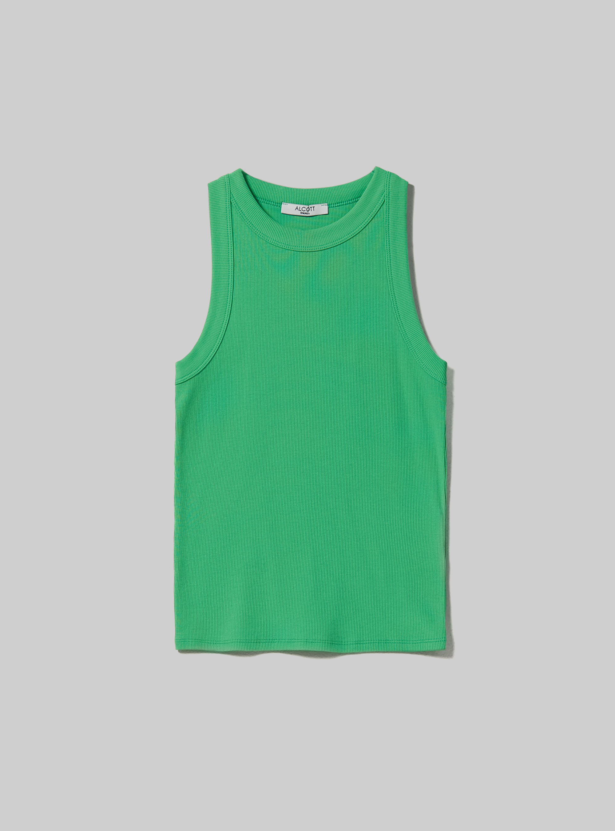 Ribbed cotton tank top, GN2 GREEN MEDIUM