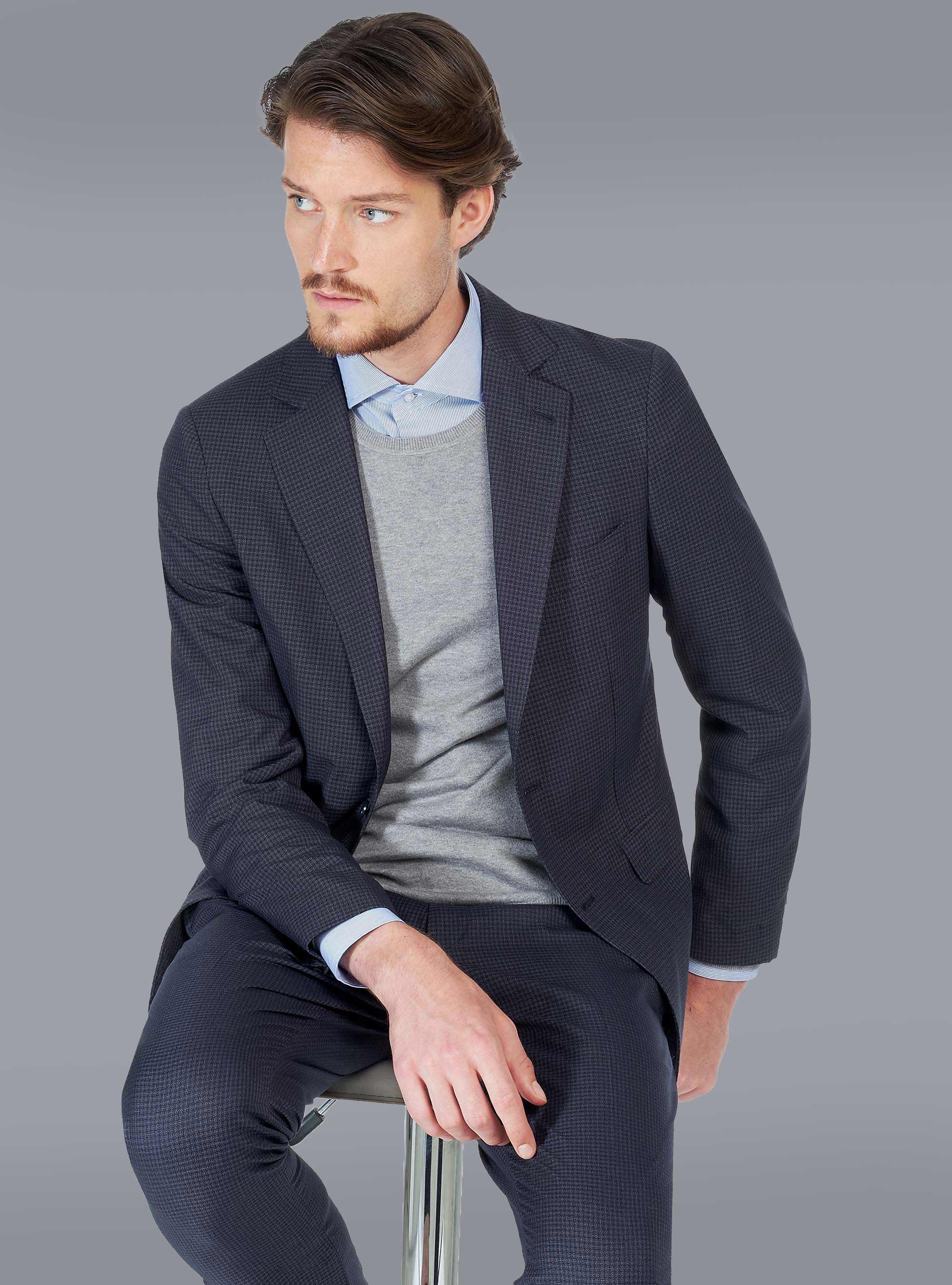 WOOL MICRO FANTASY SUIT, BLUE