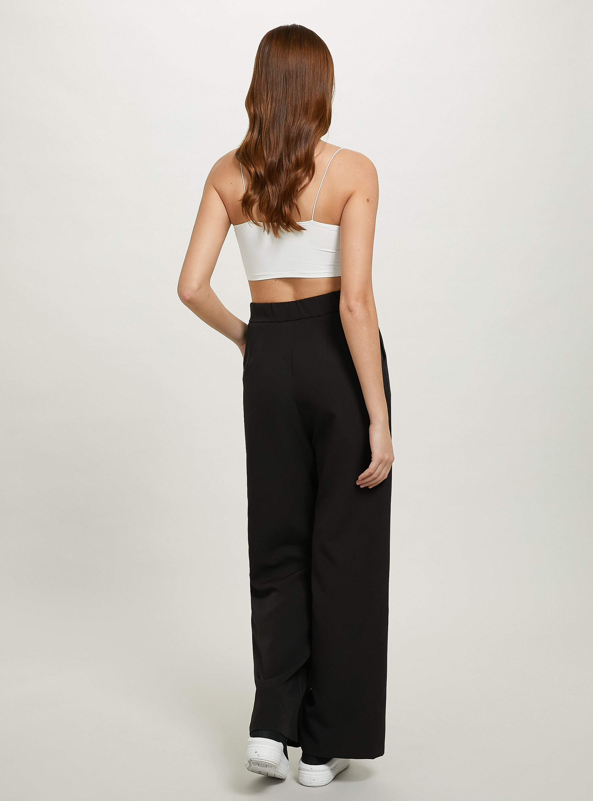 Pantalón ancho con pliegues, BK1 BLACK