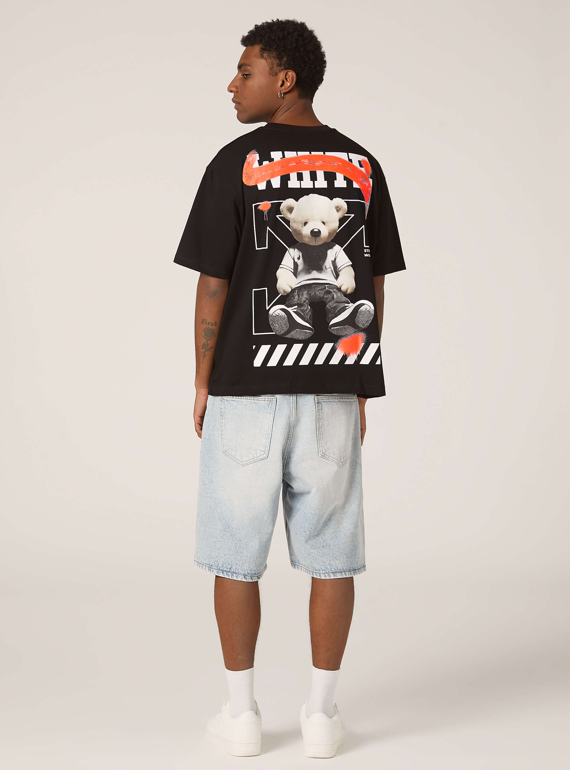 Boxy fit T-shirt with print, BK1 BLACK