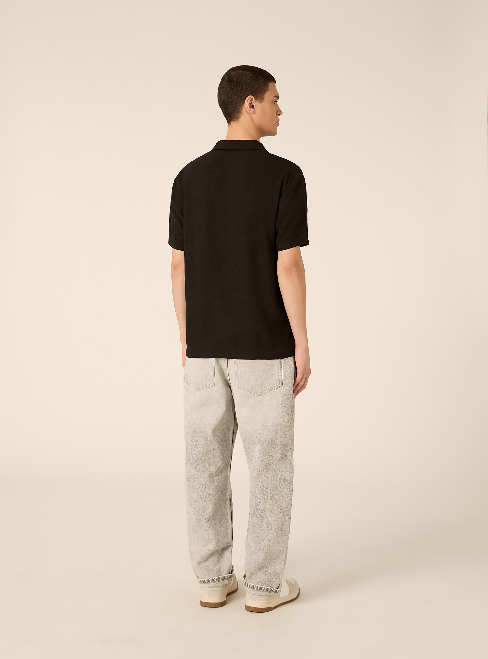 Polo basica in crepe, BK1 BLACK