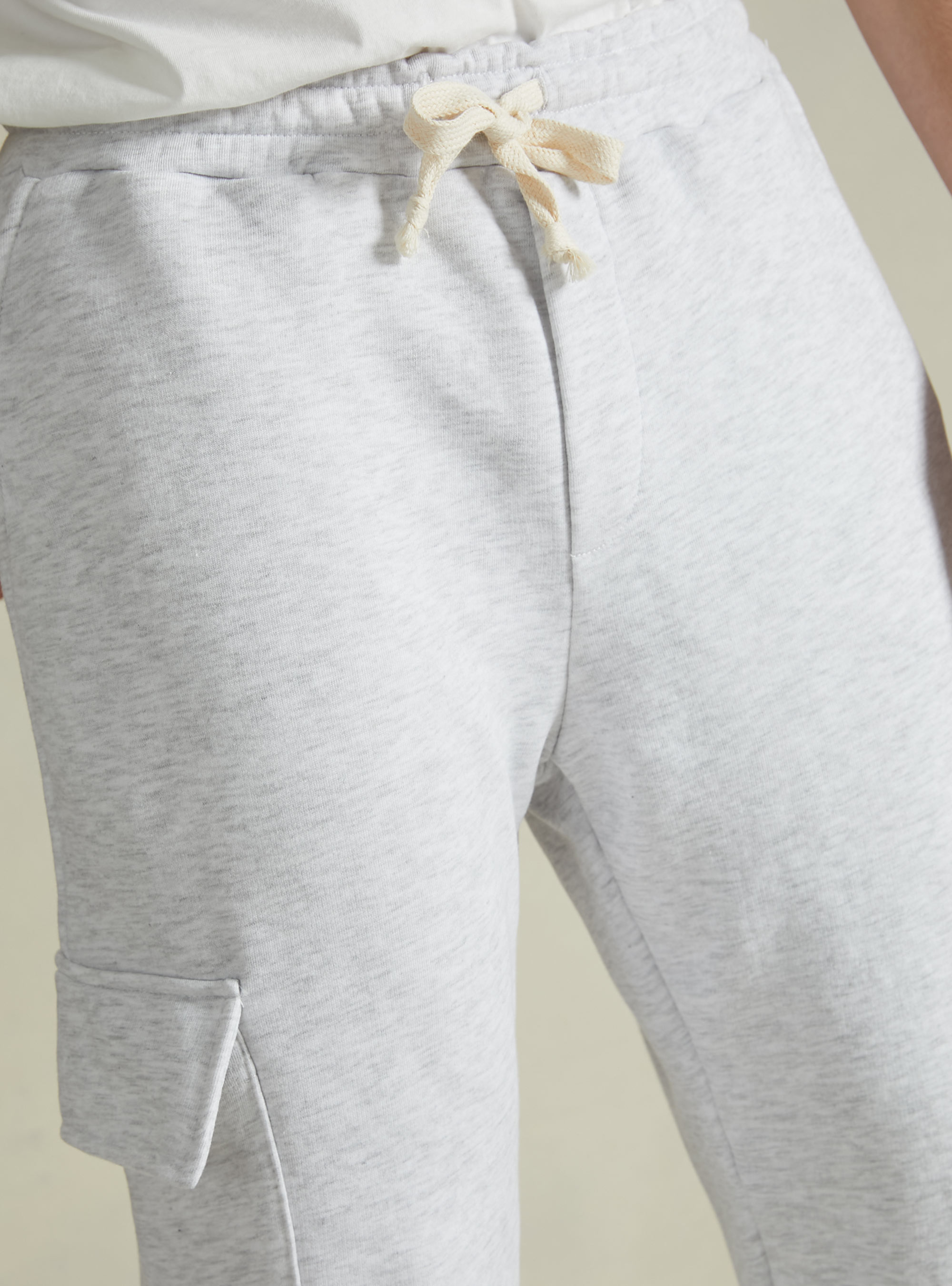 Cotton jogger with pockets, MGY3 GREY MEL LIGHT