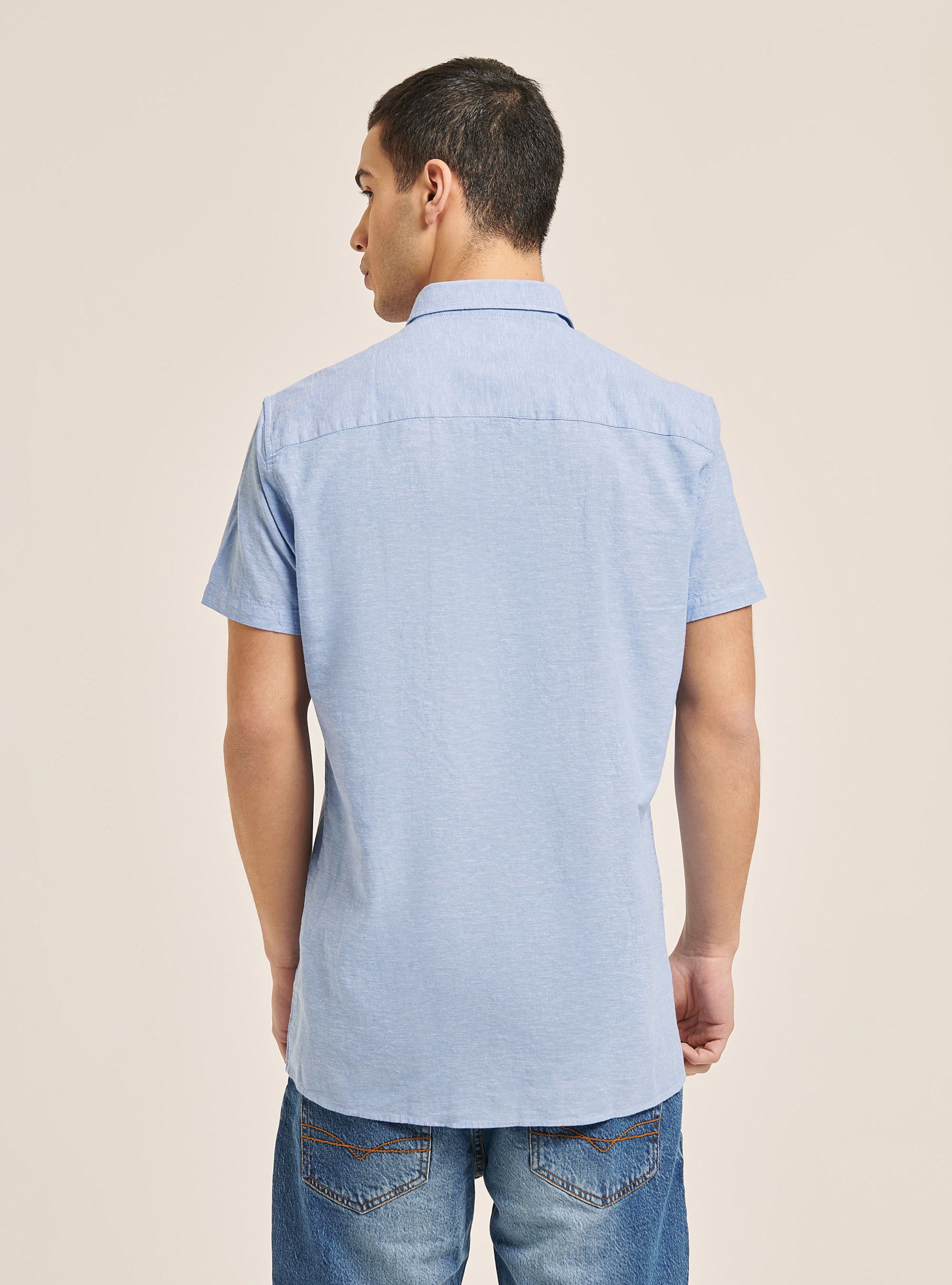 Linen blend short sleeve shirt | Alcott 