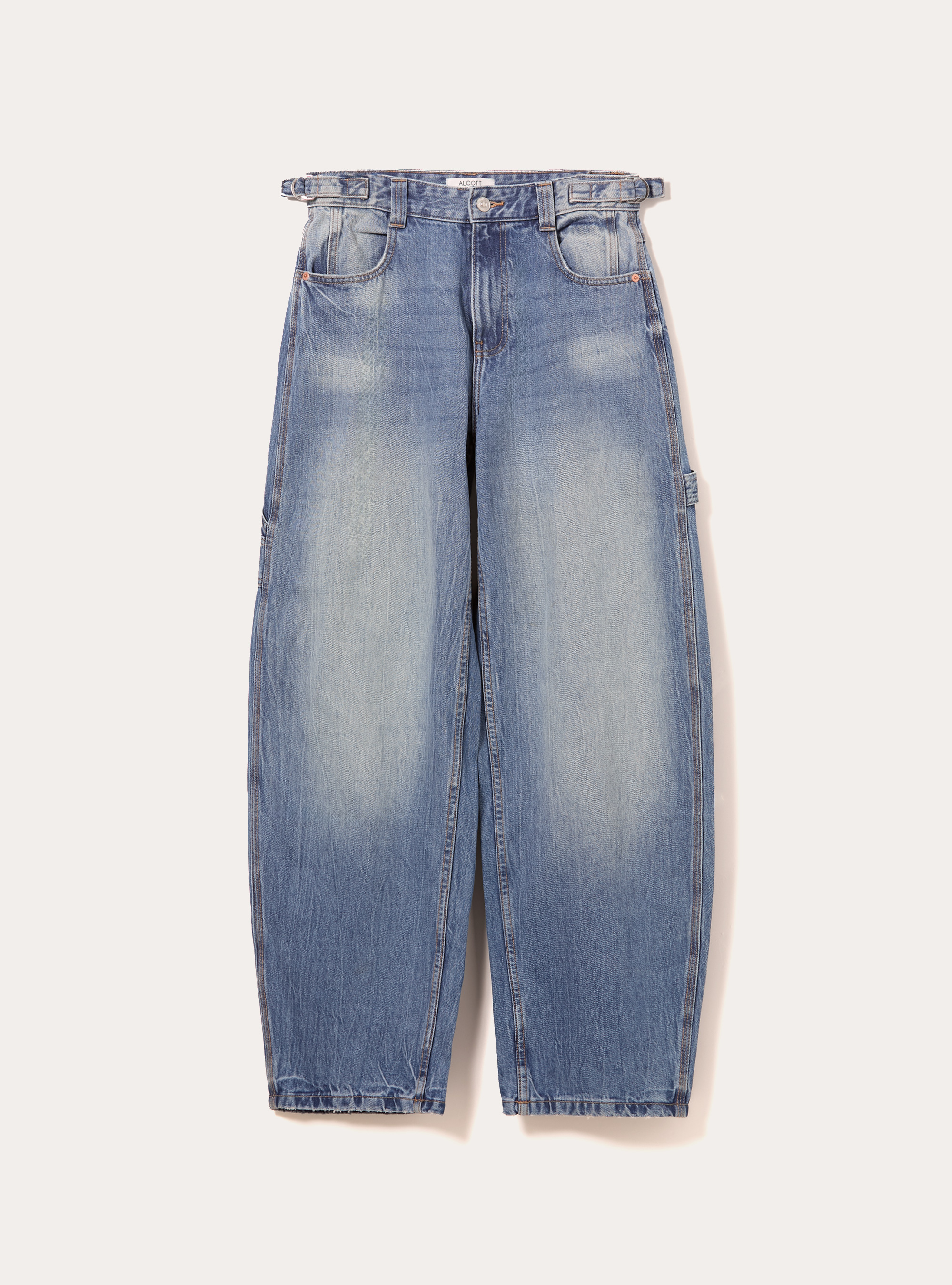 Vaqueros carpenter balloon con cintura ajustable, D006 AZURE