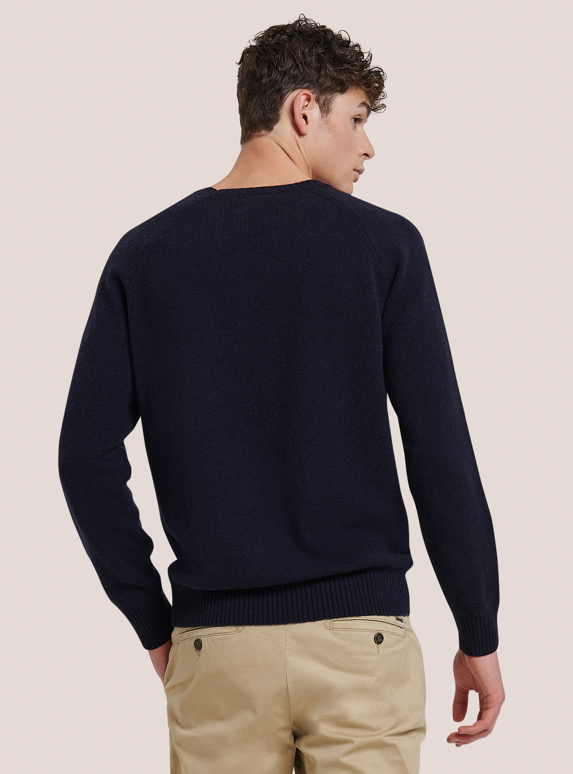 Pull à col ras du cou en laine mélangée, C0214 BLUE