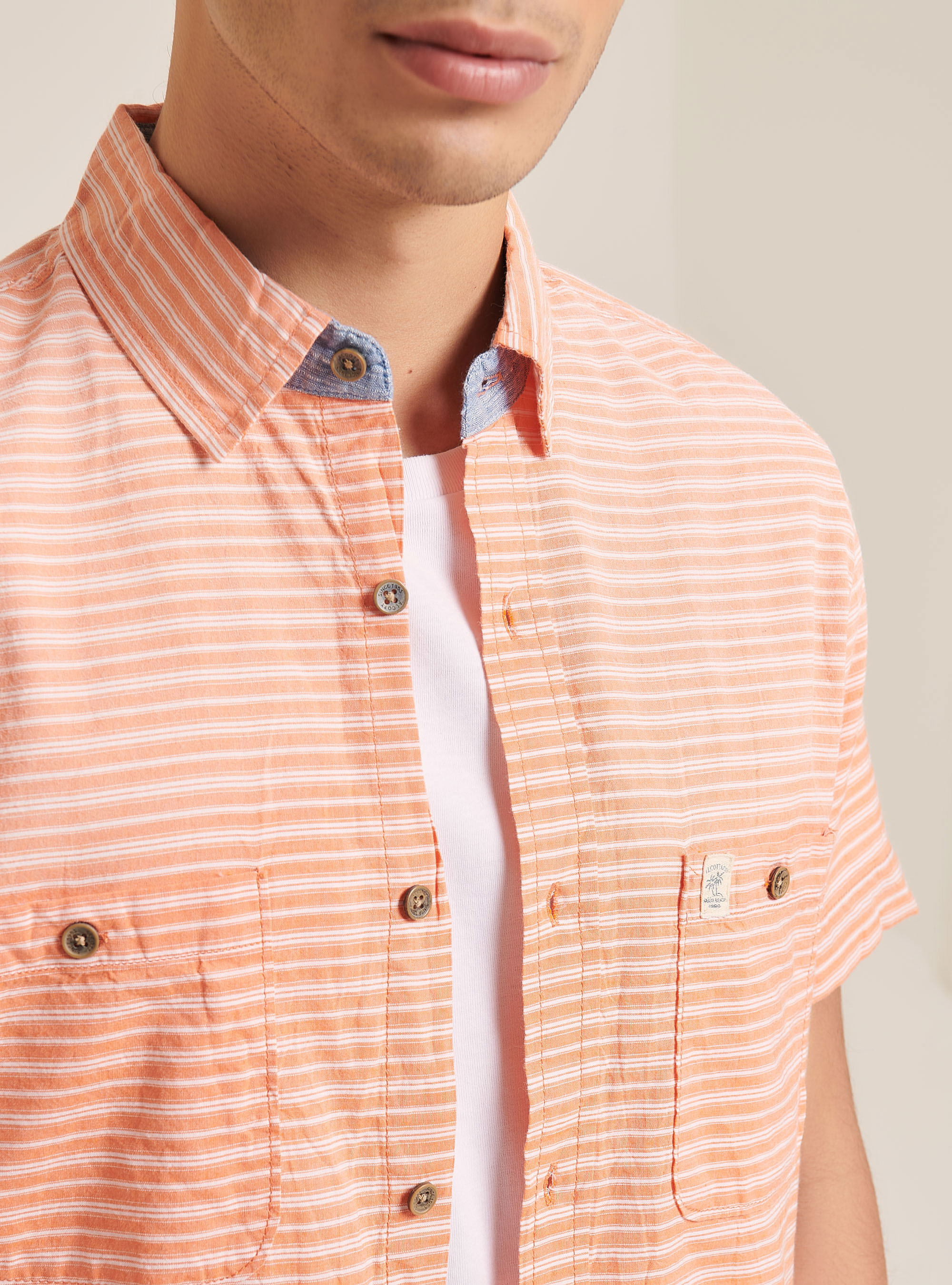 Camisa a rayas, C0360 ORANGE