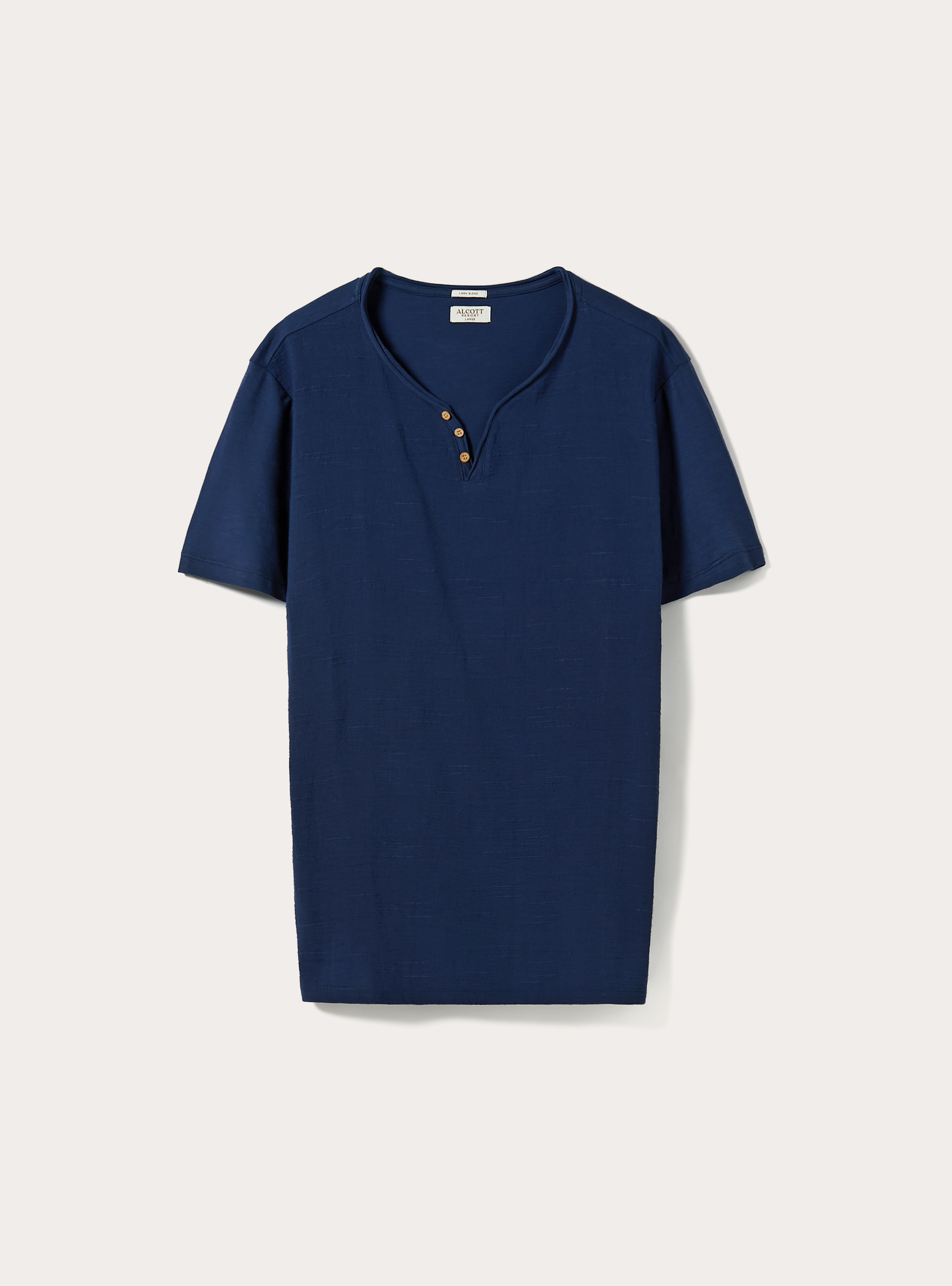 Linen blend V-neck T-shirt, NA2 NAVY MEDIUM