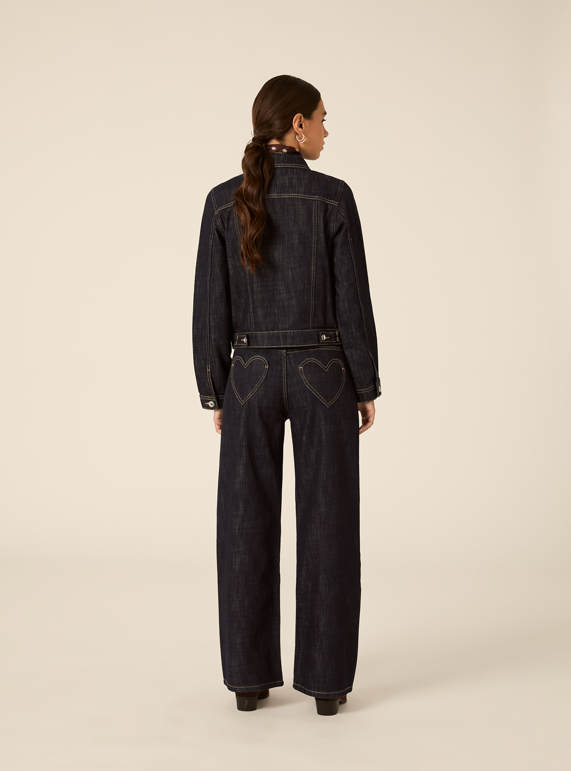 Jeans baggy con tasche a cuori, D001 DEEP BLUE