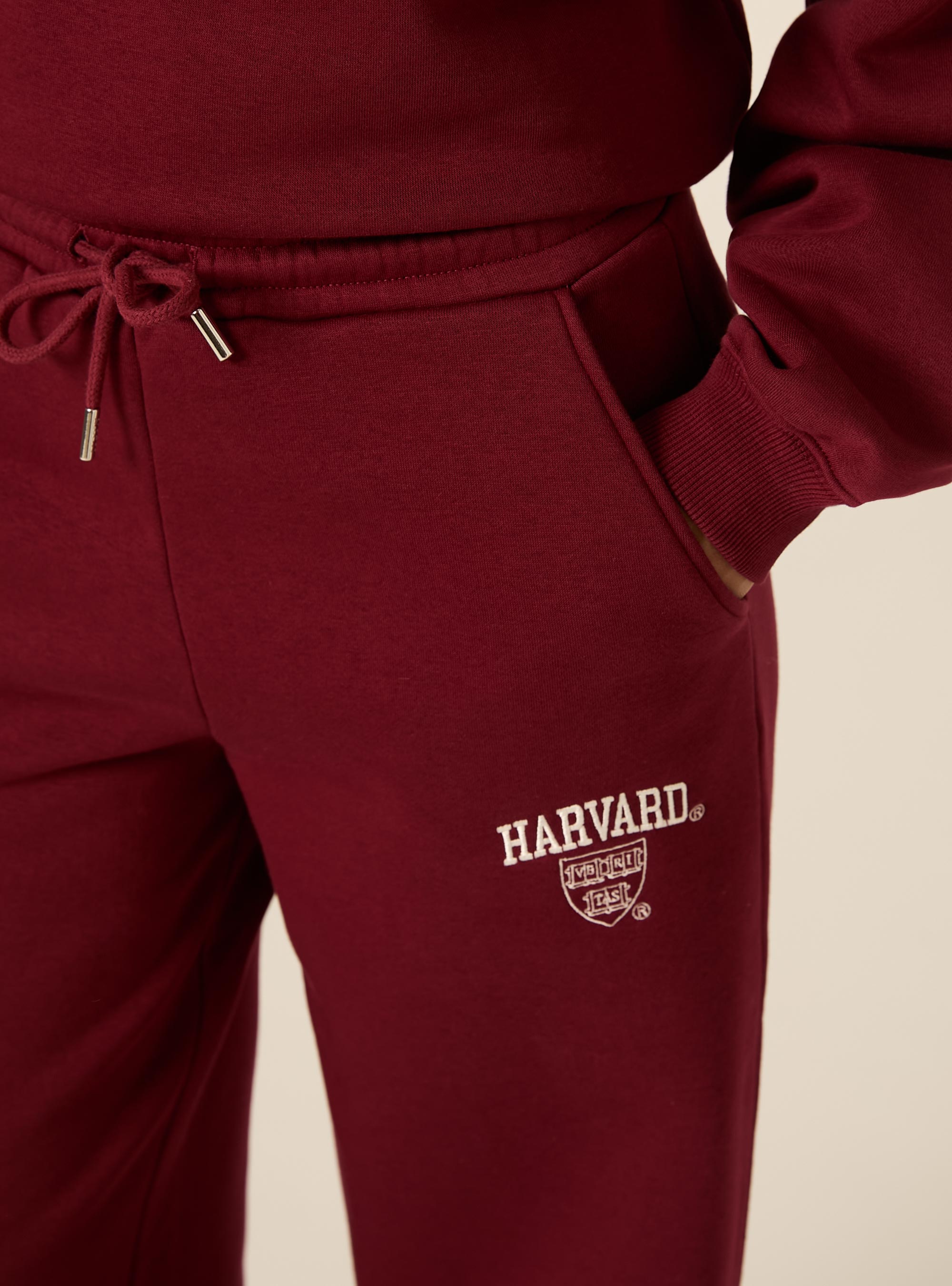 Pantaloni wide leg licenza harvard, BORDEAUX SCURO
