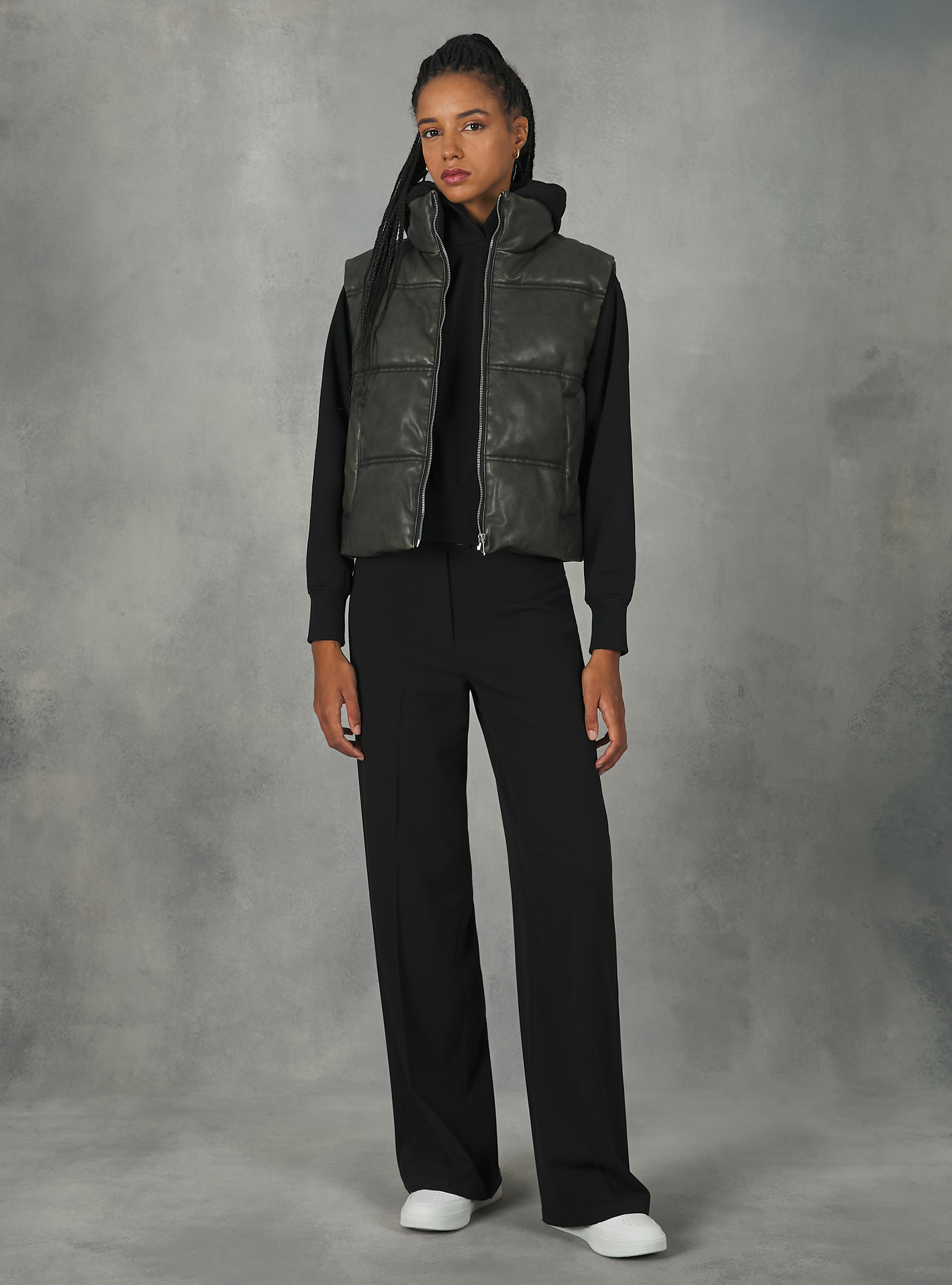 Leather-effect sleeveless jacket with recycled padding, BR2 BROWN MEDIUM