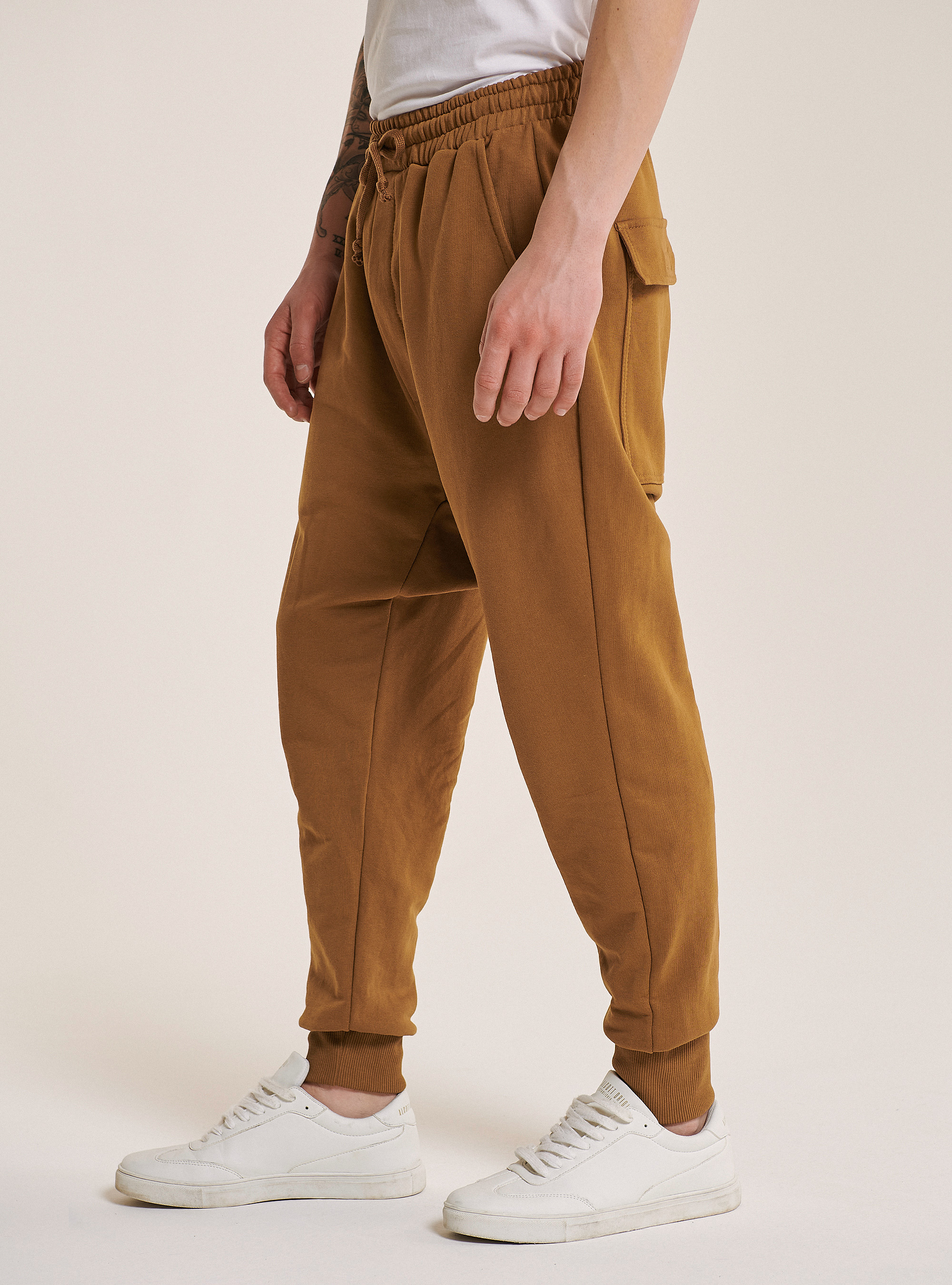 Basic fleece jogger with low crotch, C5605 RUSTY