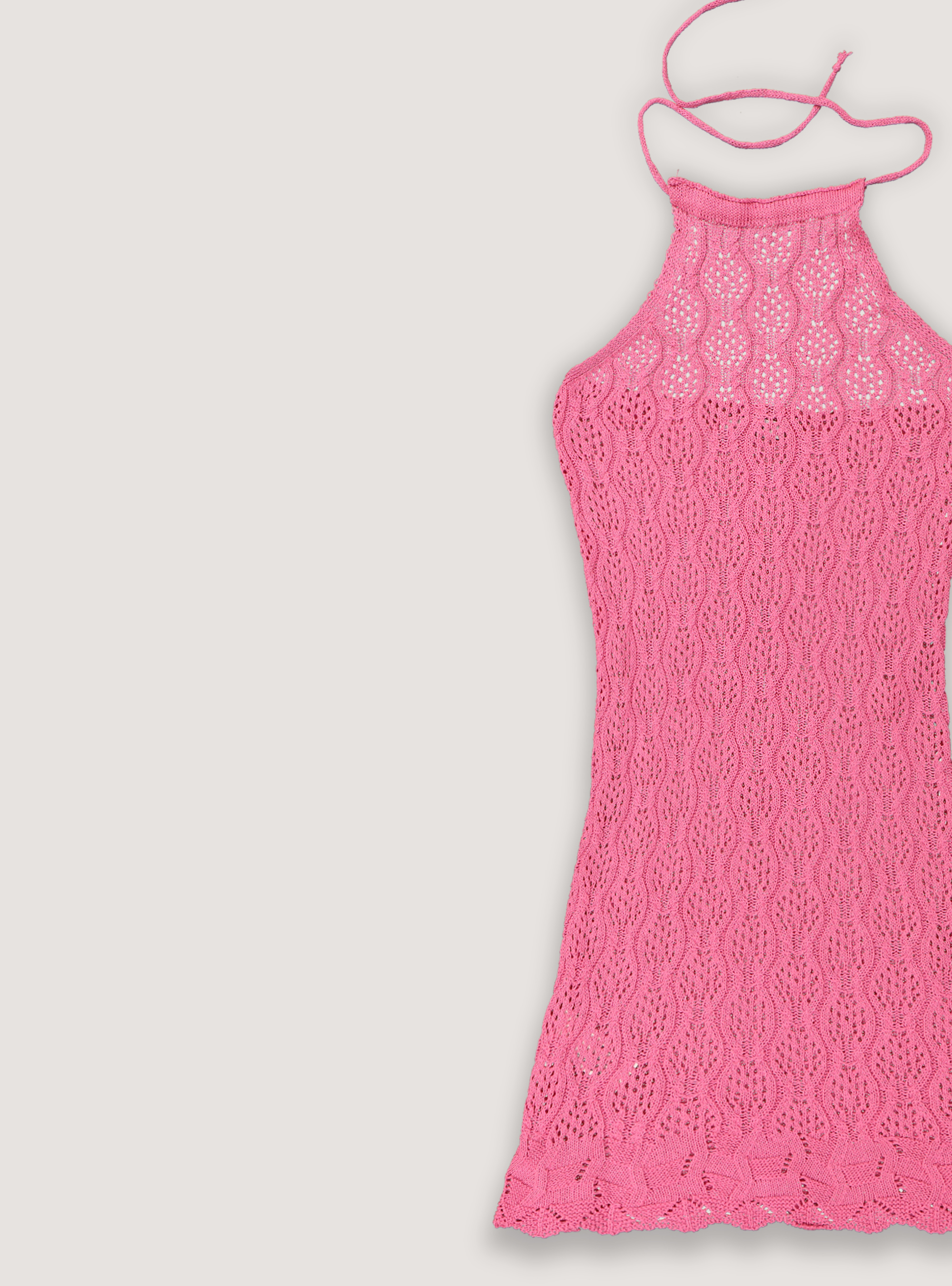 Abito in maglia crochet con scollo halter, FX1 DARK FUXIA