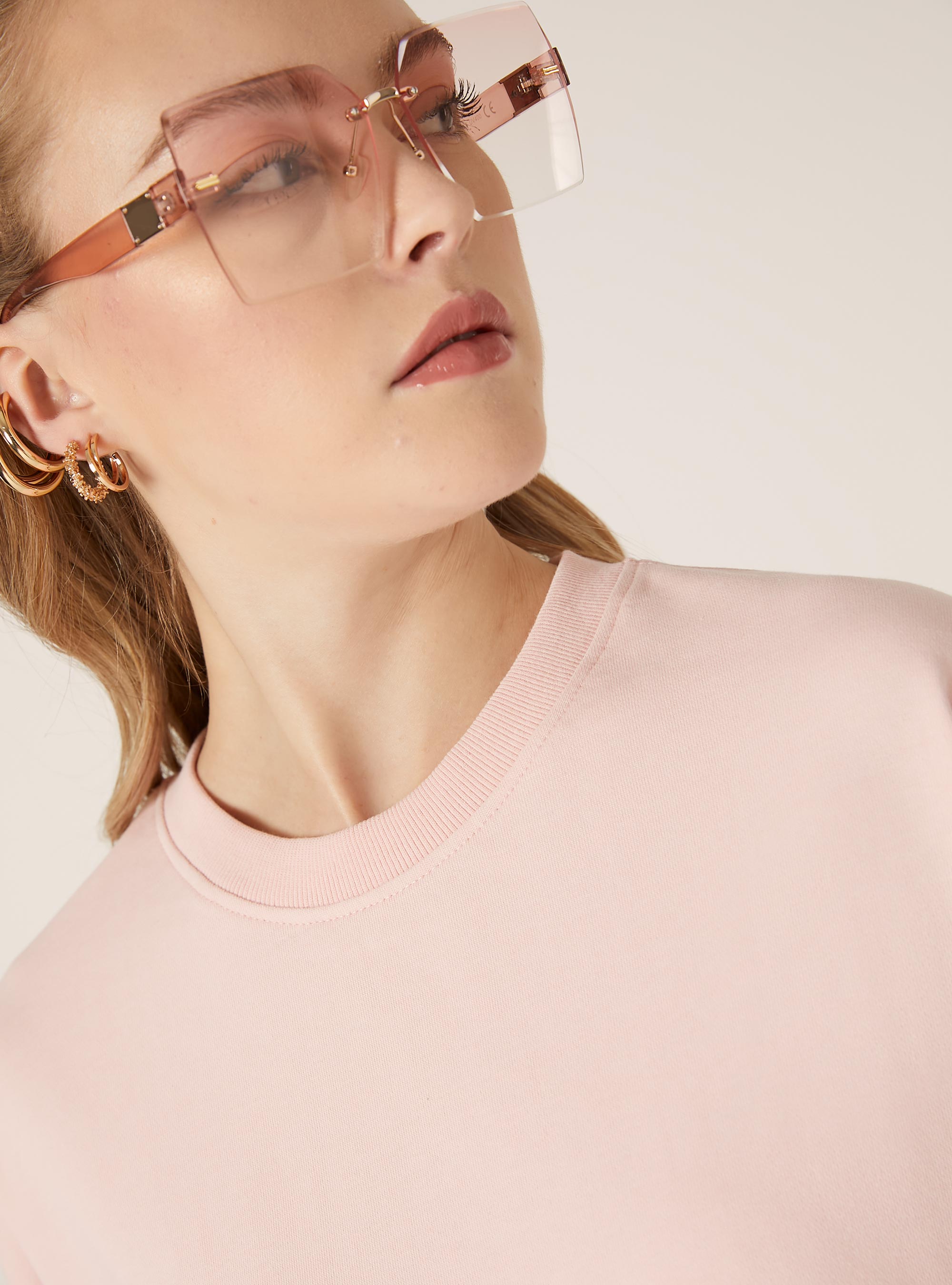 Sweat à col ras du cou en coton uni, PK2 PINK MEDIUM