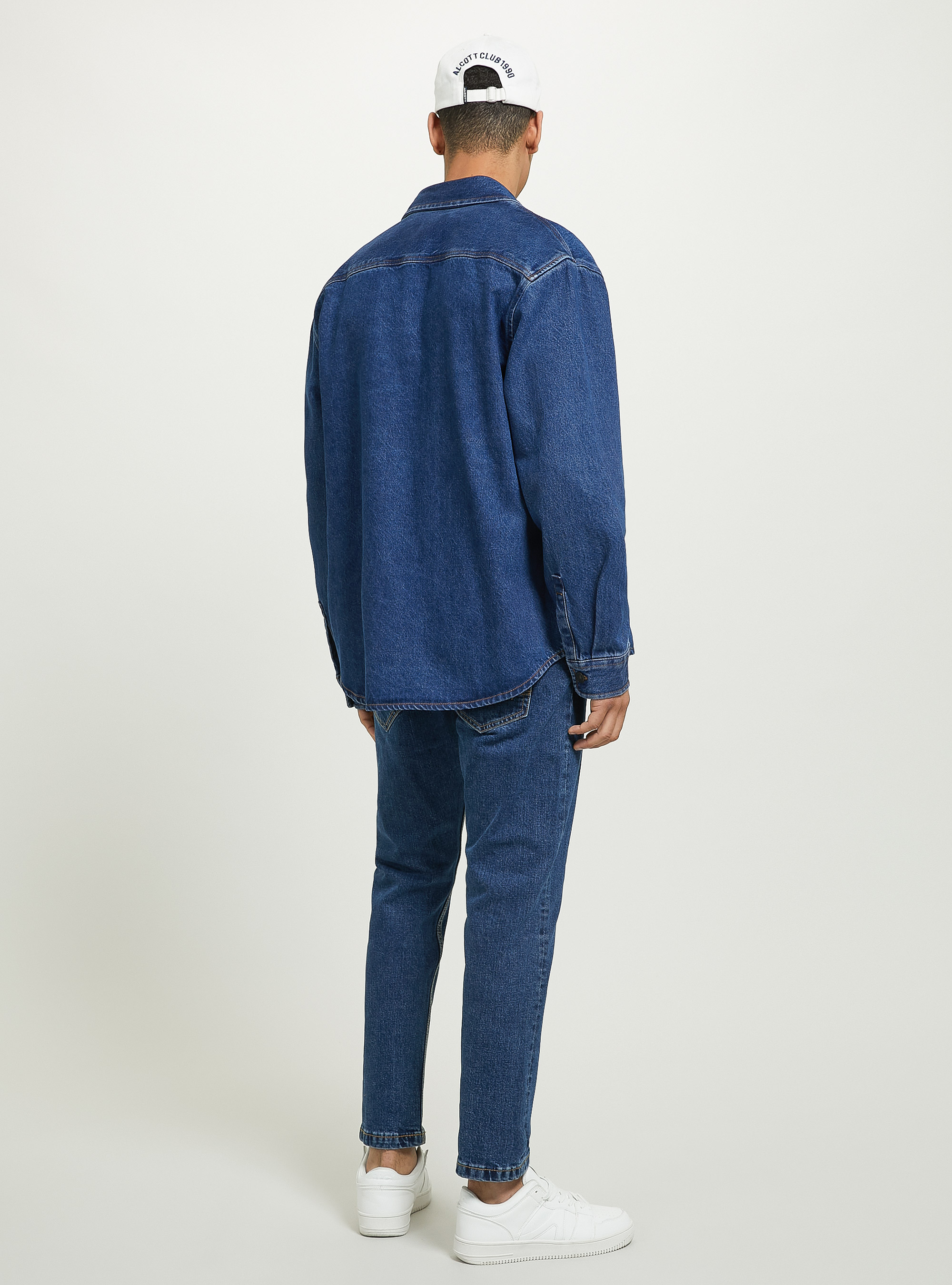 Oversize denim shirt with large pockets, D003 MEDIUM BLUE