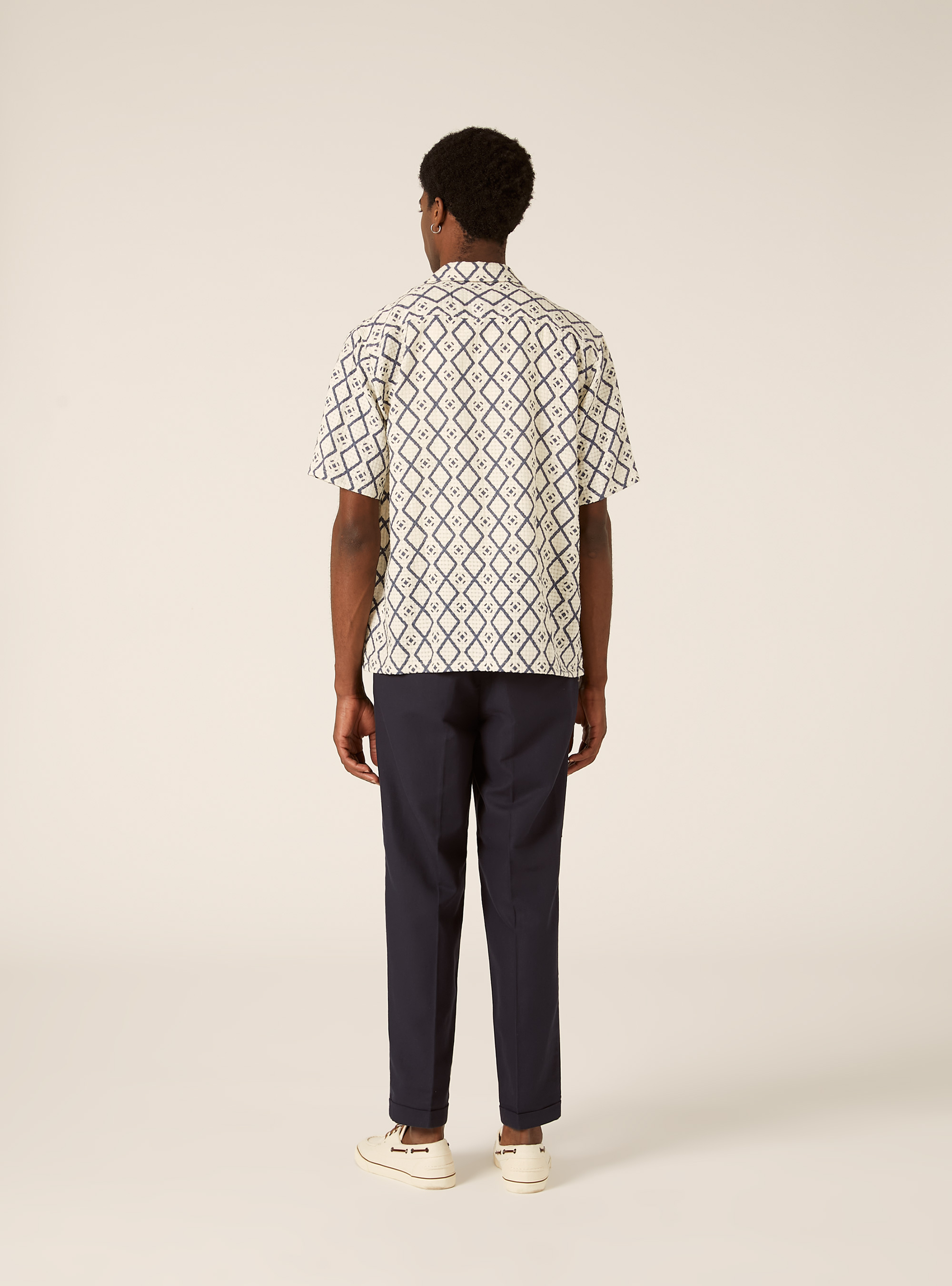 Chemise textur&eacute;e imprim&eacute;e boxy fit, CR3 CREAM LIGHT