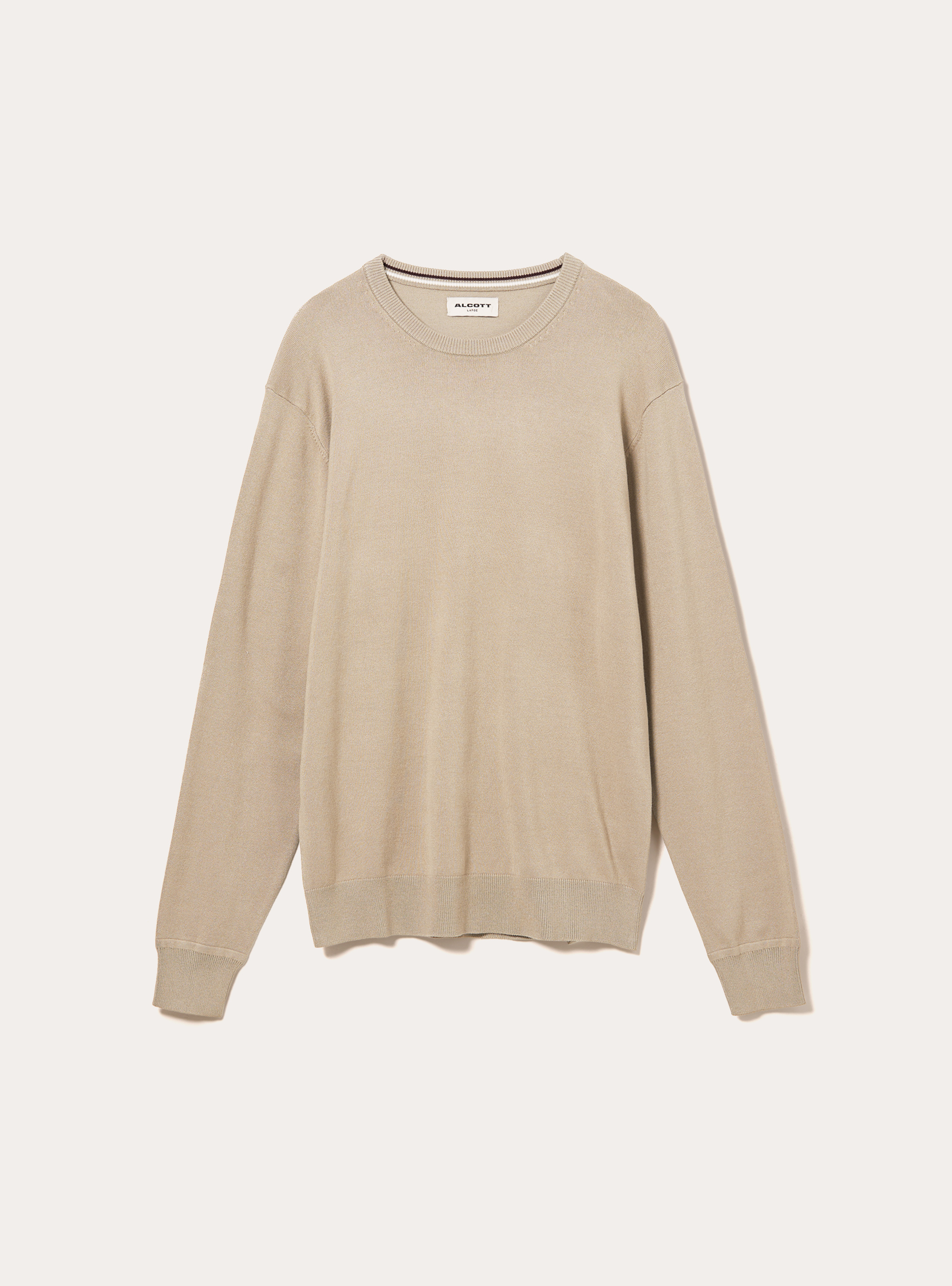 Jersey de cuello redondo de viscosa Ecovero, BG2 BEIGE MEDIUM