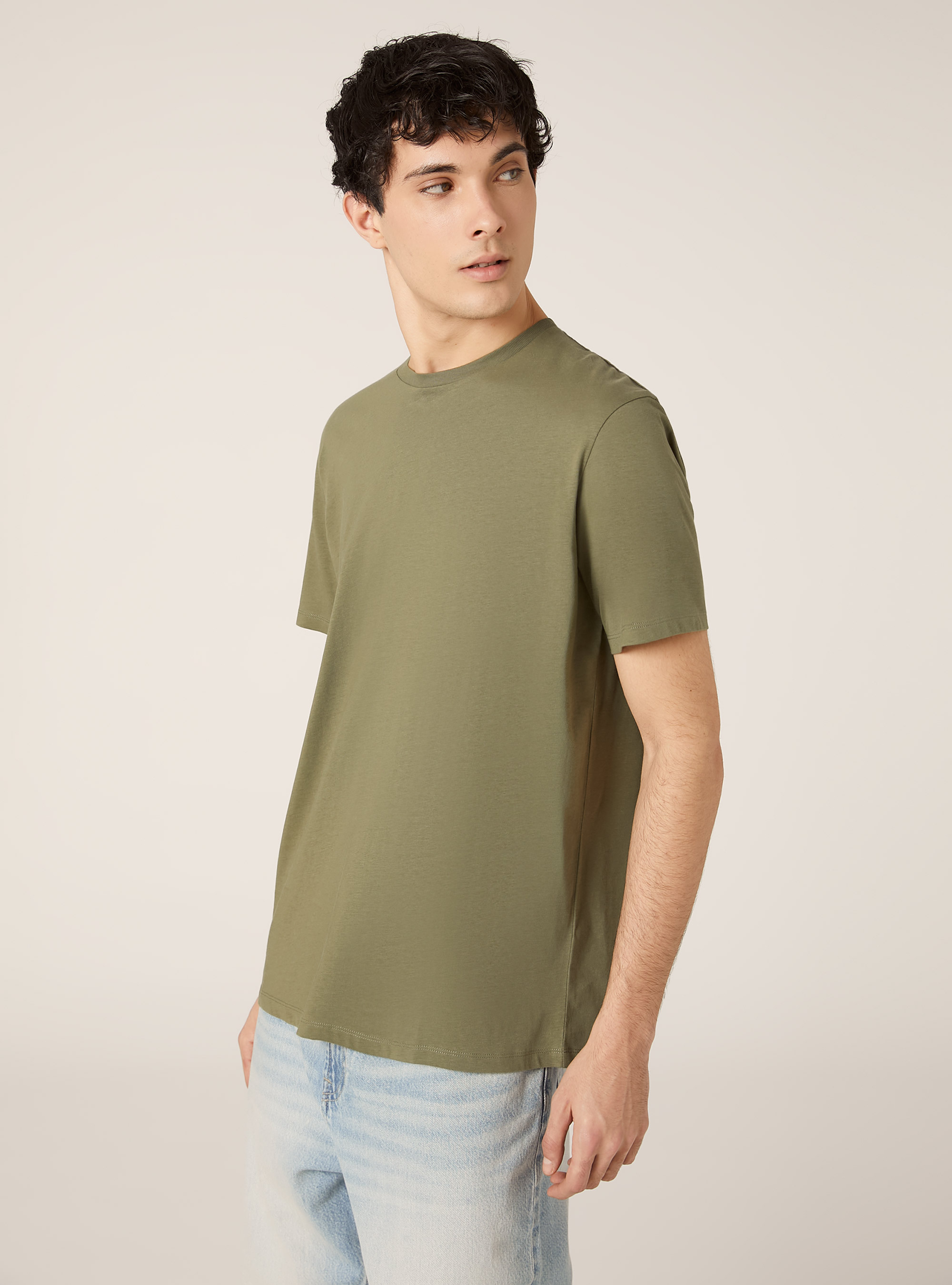 Cotton crew neck t-shirt, KY2 KAKY MEDIUM