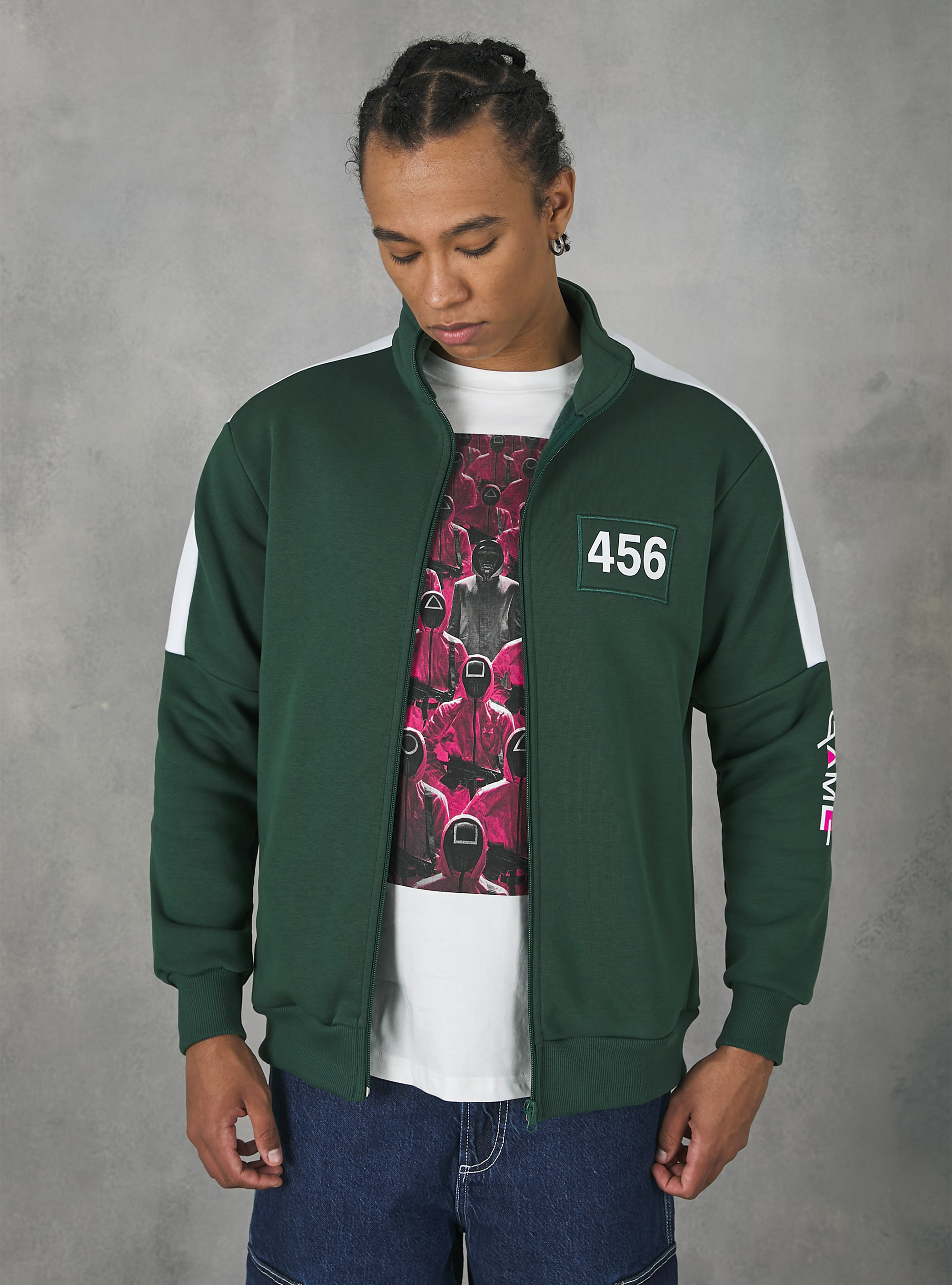Felpa con zip Squid Game / Alcott, GN2 GREEN MEDIUM