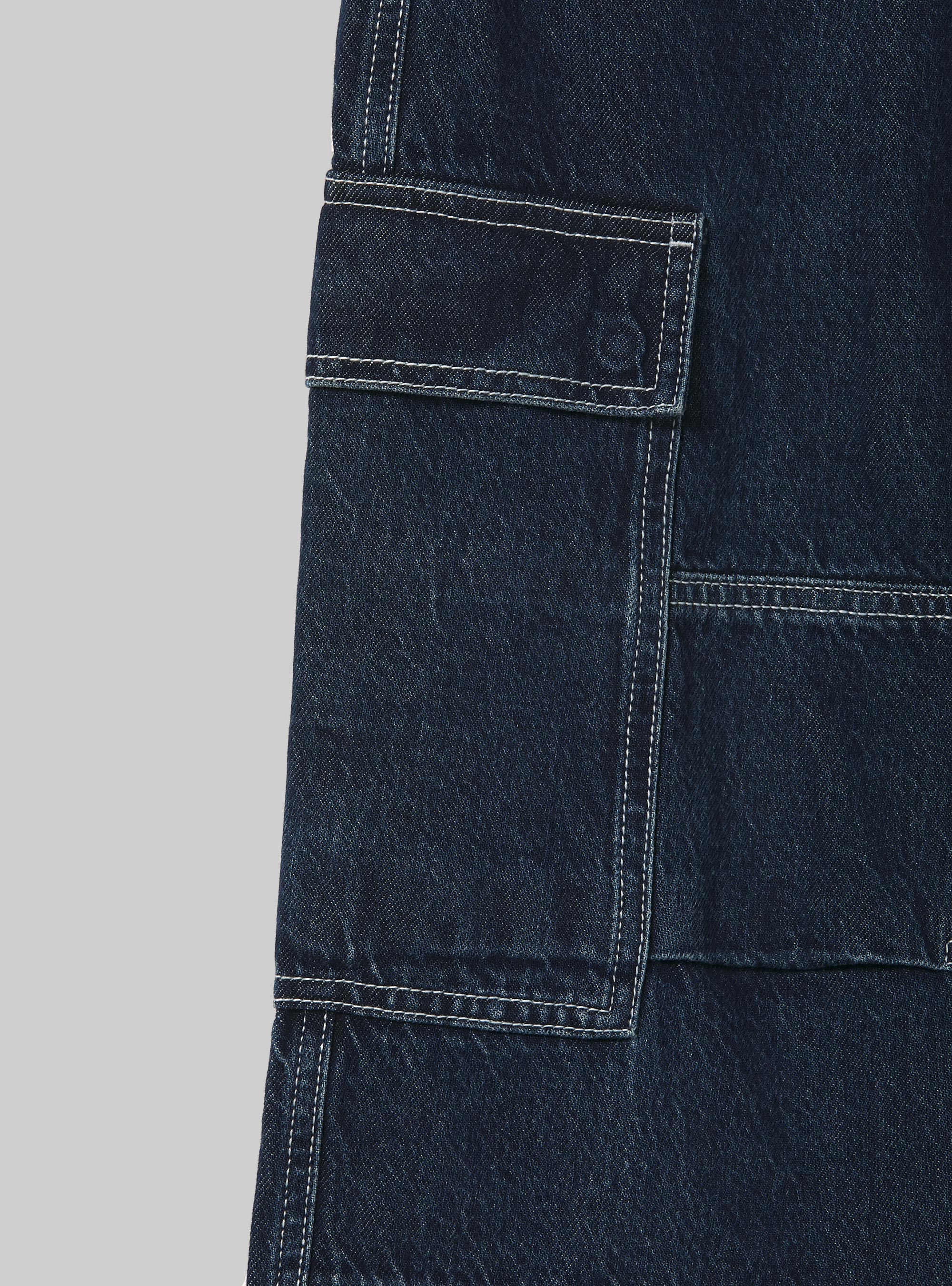 Cargo jeans with contrast stitching, D001 DEEP BLUE