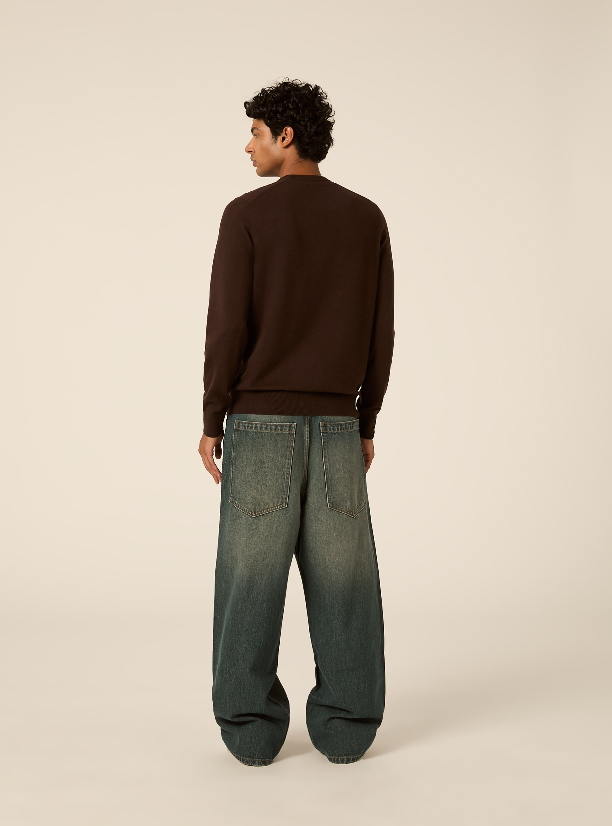 Girocollo in maglia in lana poliammide cashmere, BR1 BROWN DARK