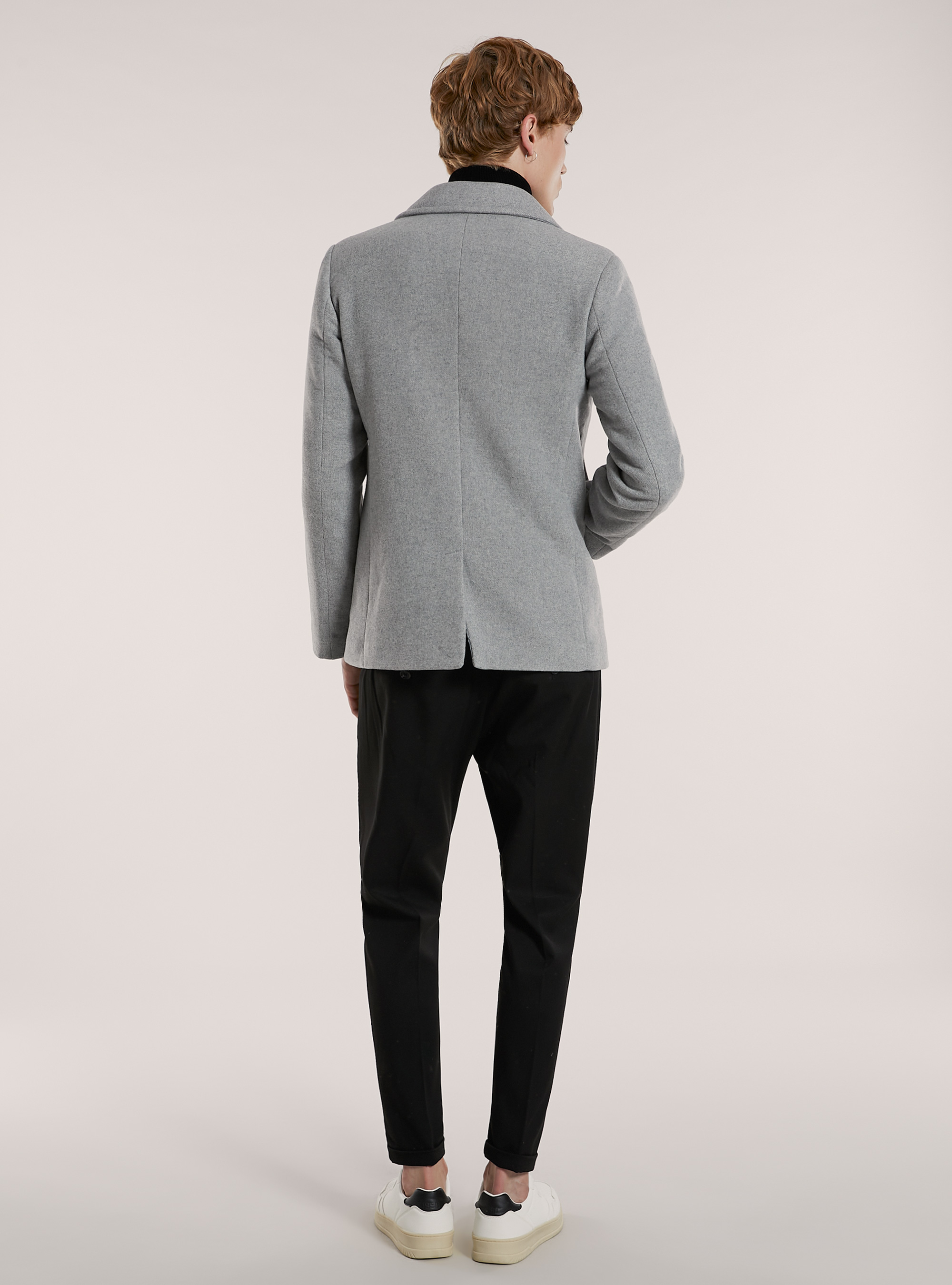 Manteau en caban à double boutonnage, MGY3 GREY MEL LIGHT