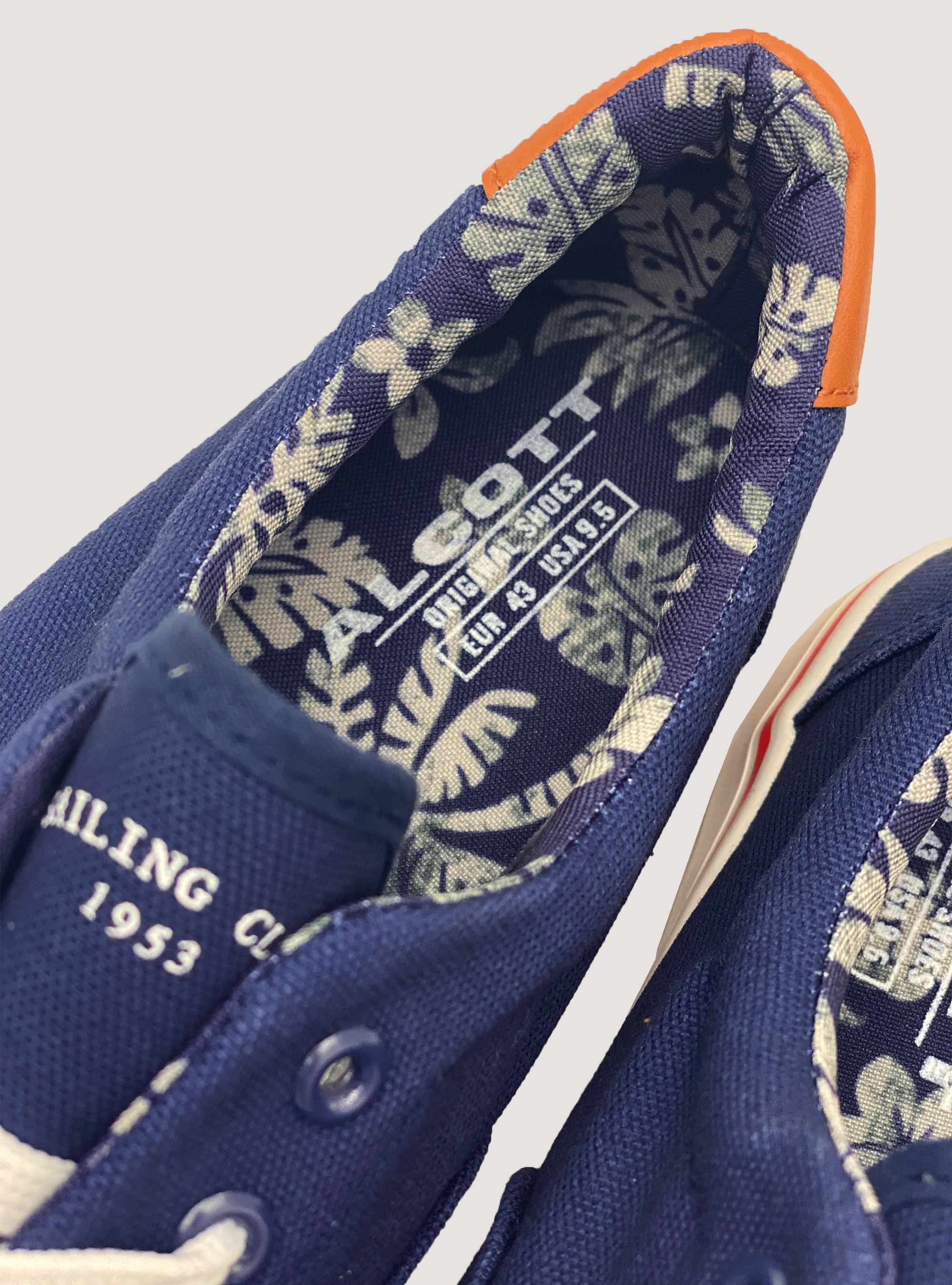 Sneakers in canvas con interno florelae, AZUL MARINO