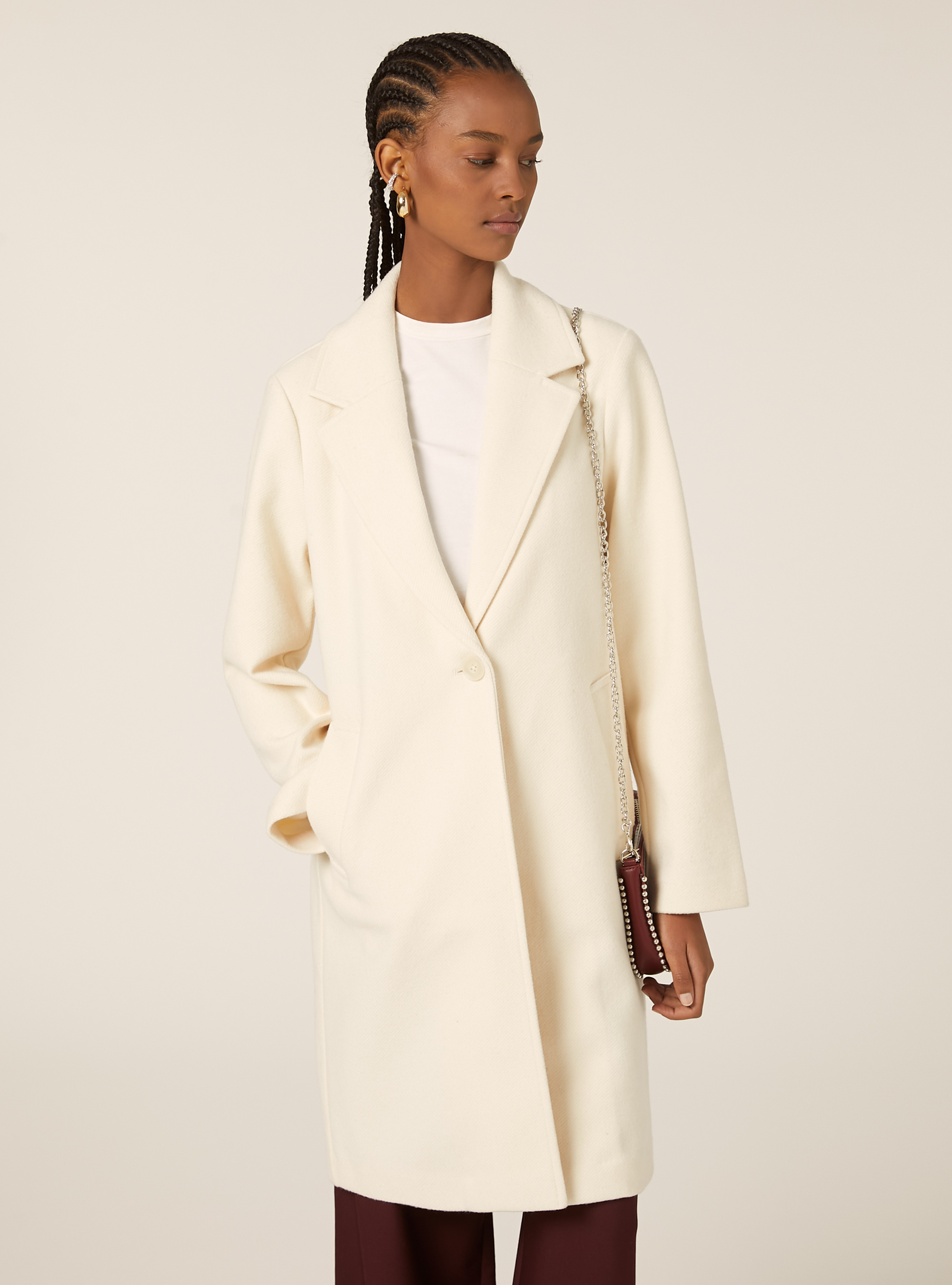 Cappotto midi monopetto, WH1 OFF WHITE