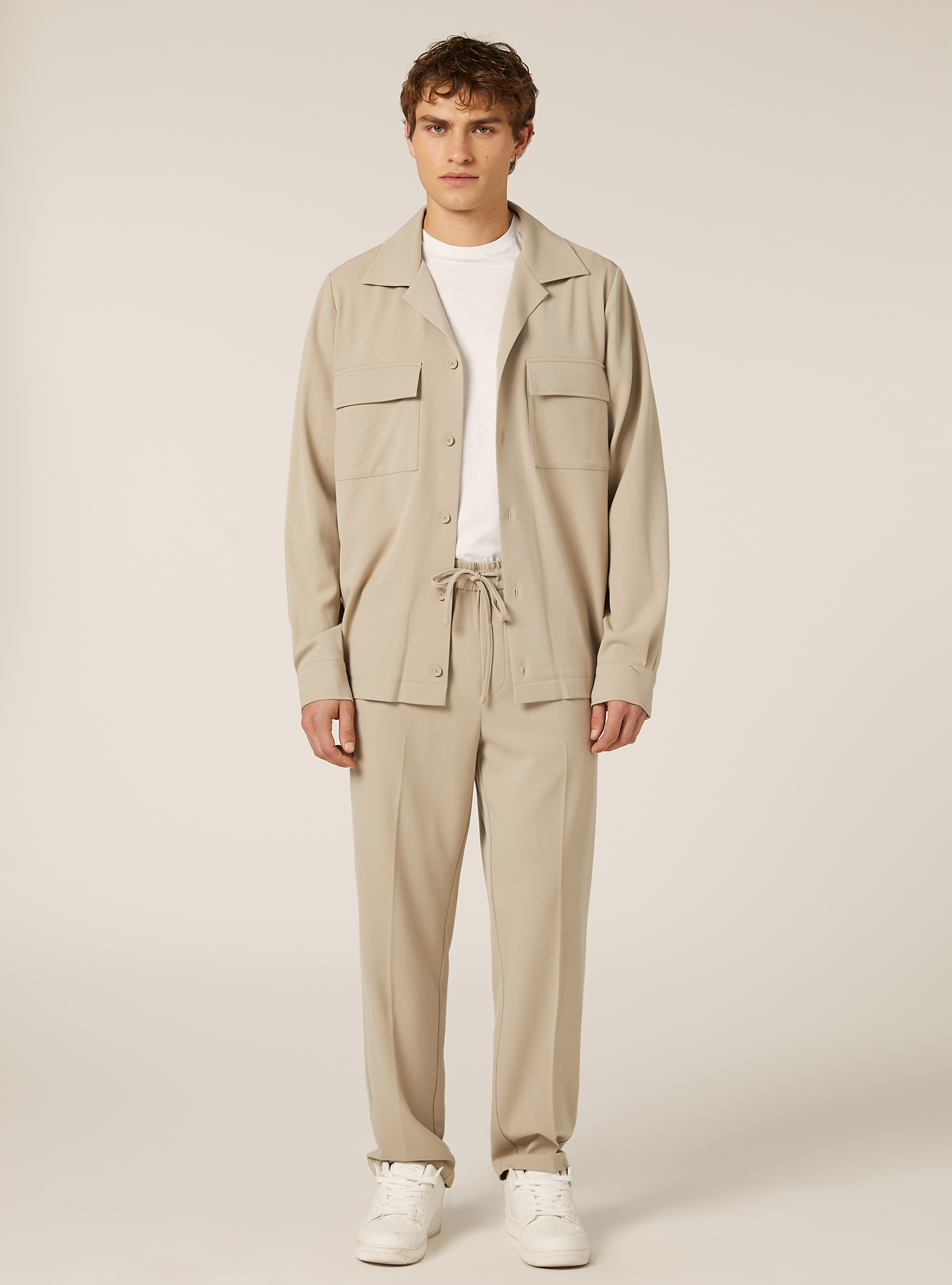 Pantalon jogger en twill, BG1 BEIGE DARK