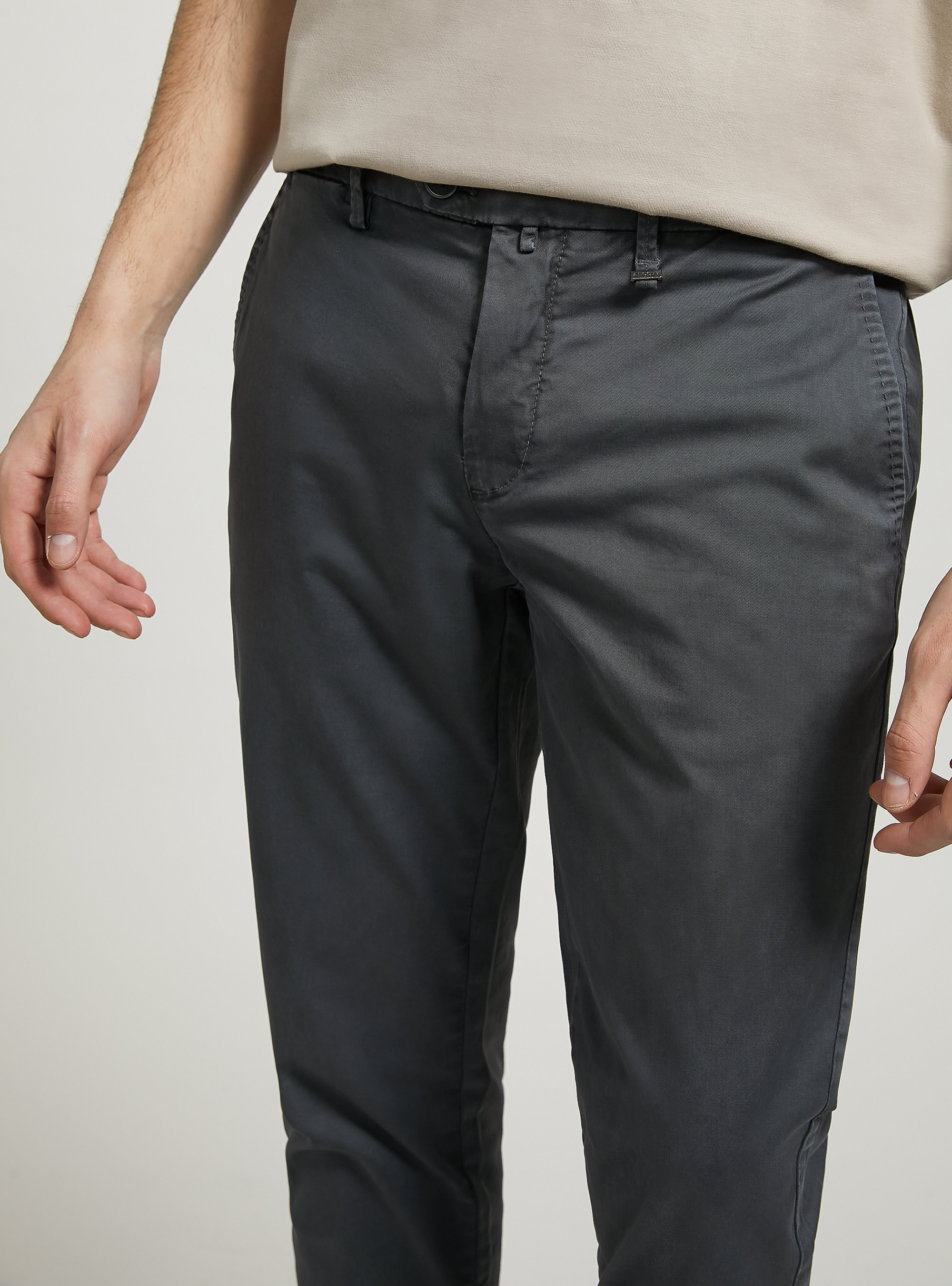 Stretch cotton twill chinos, GY1 GREY DARK