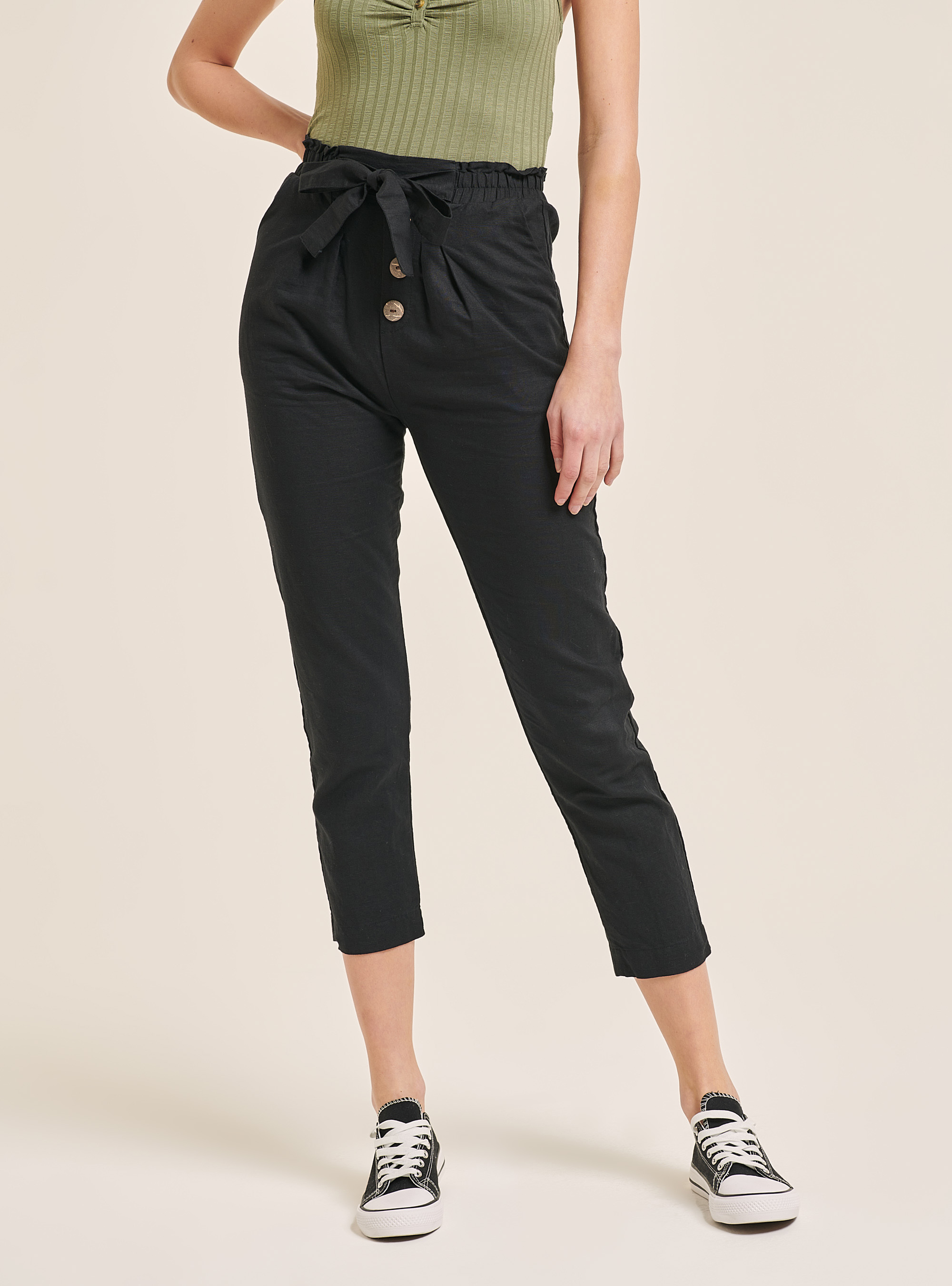 Paperbag-Hose, C101 BLACK