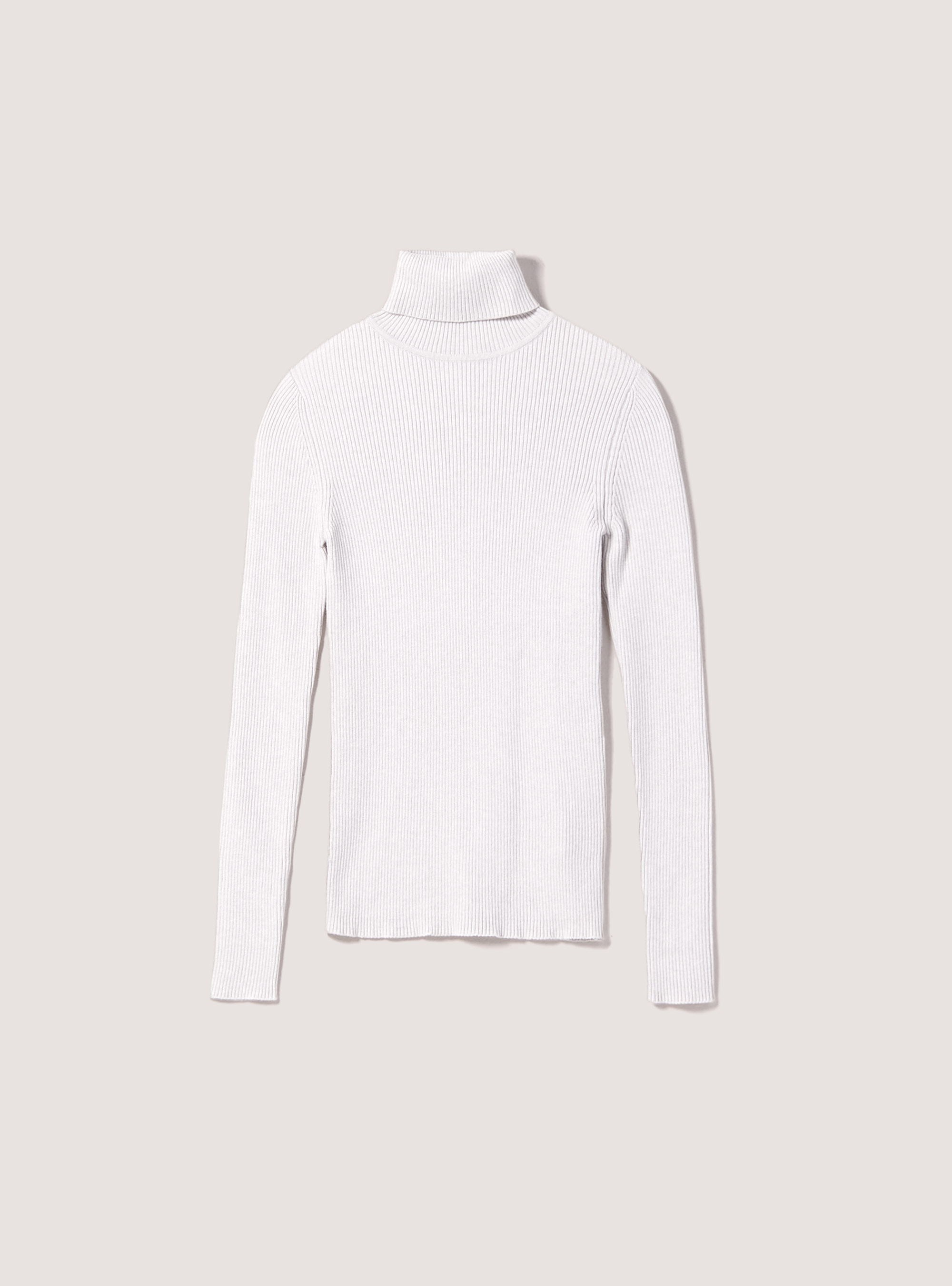 Ribbed turtleneck pullover, MGY3 GREY MEL LIGHT