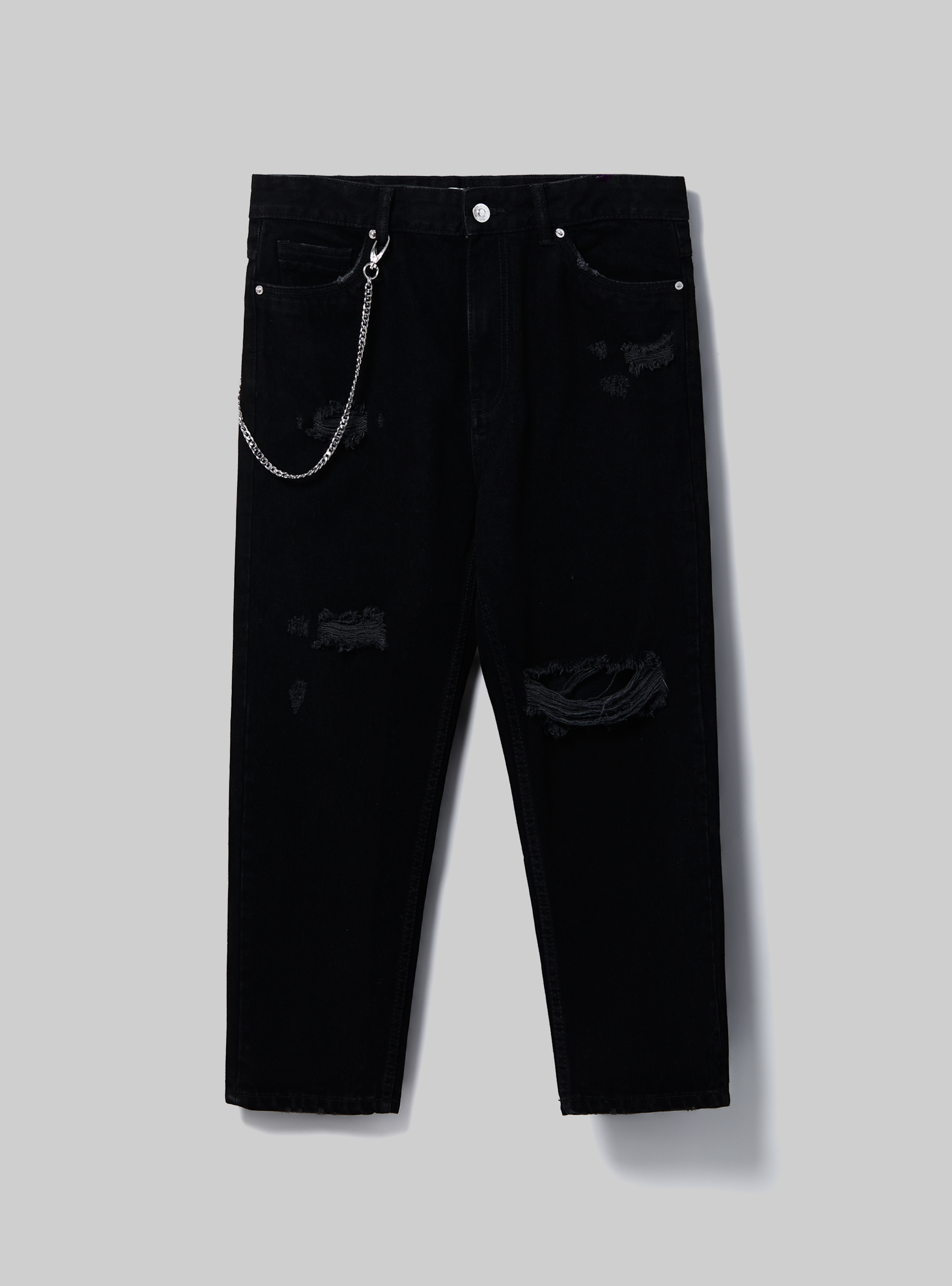 Relaxed fit jeans with chain, BK1 BLACK
