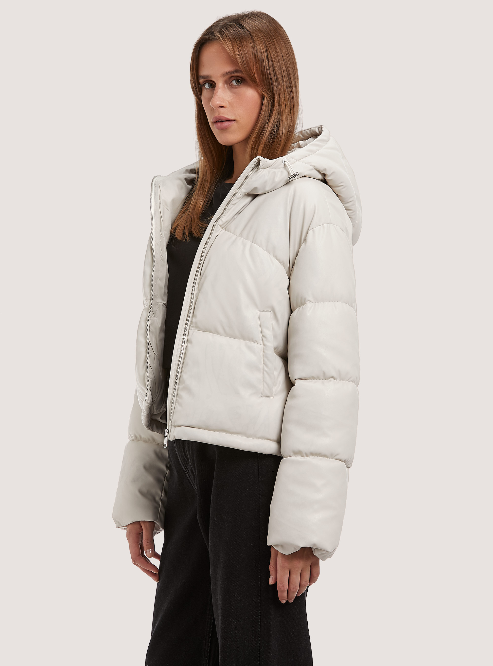 Leather-effect bomber jacket, WH1 OFF WHITE