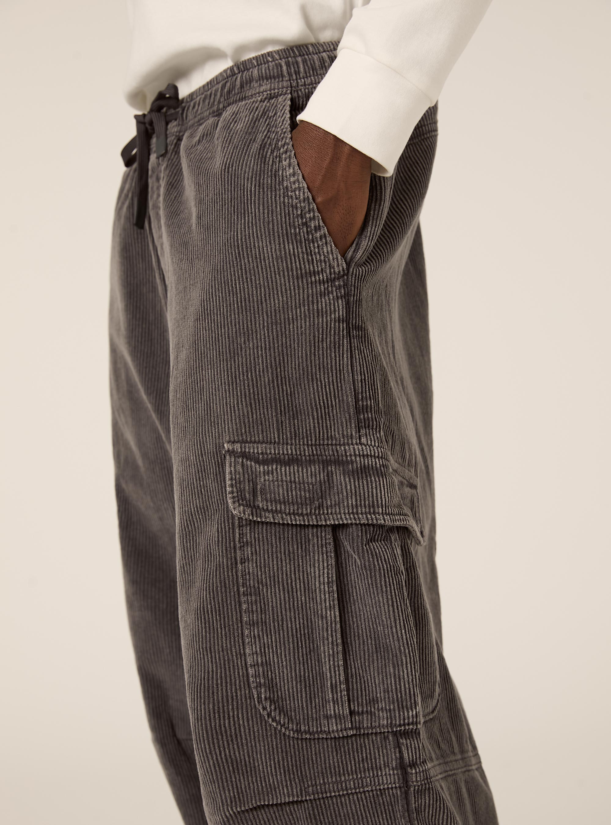 Pantaloni cargo in velluto a coste, GY1 GREY DARK