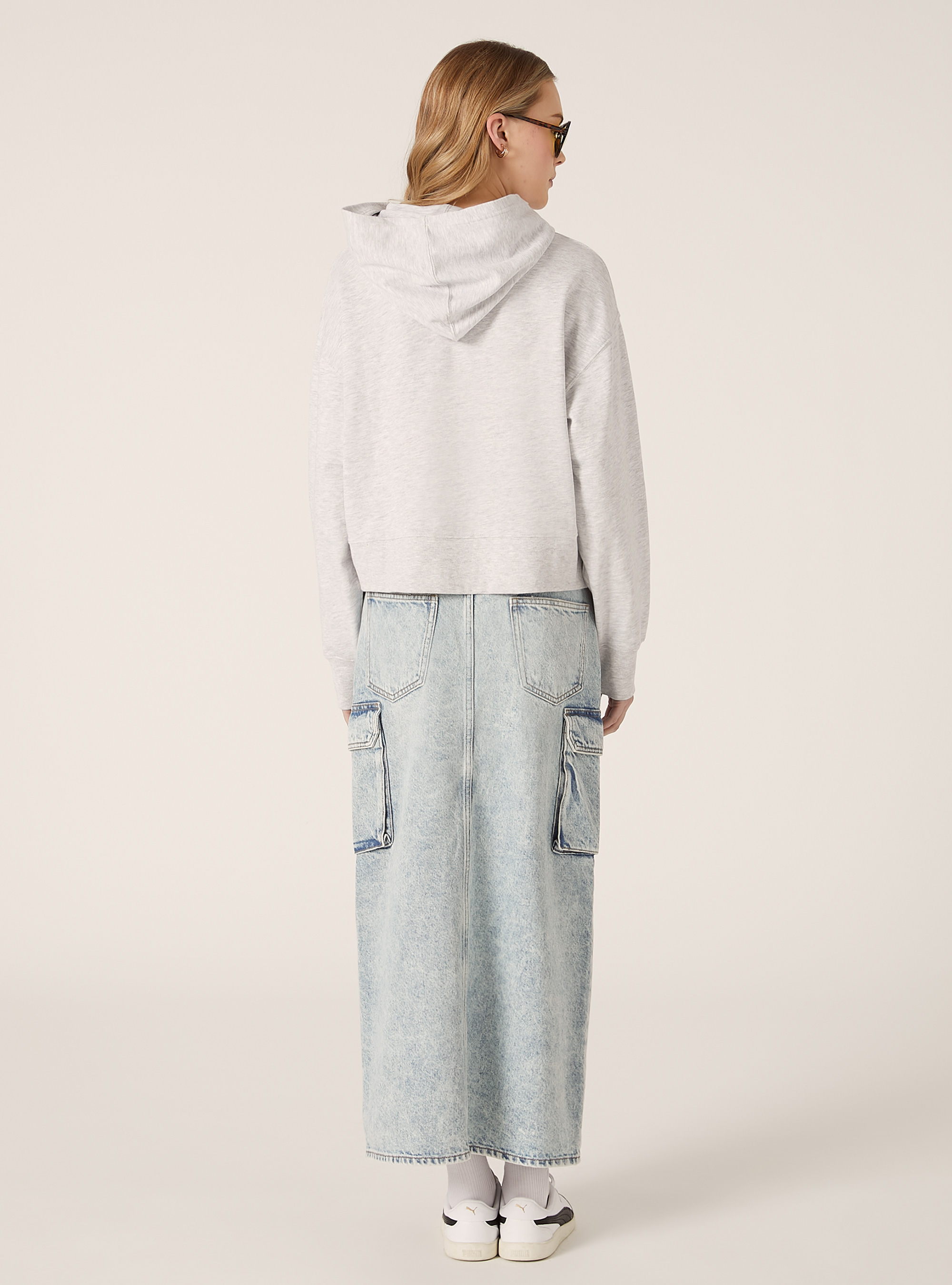 Sudadera con capucha y corte cuadrado, MGY3 GREY MEL LIGHT